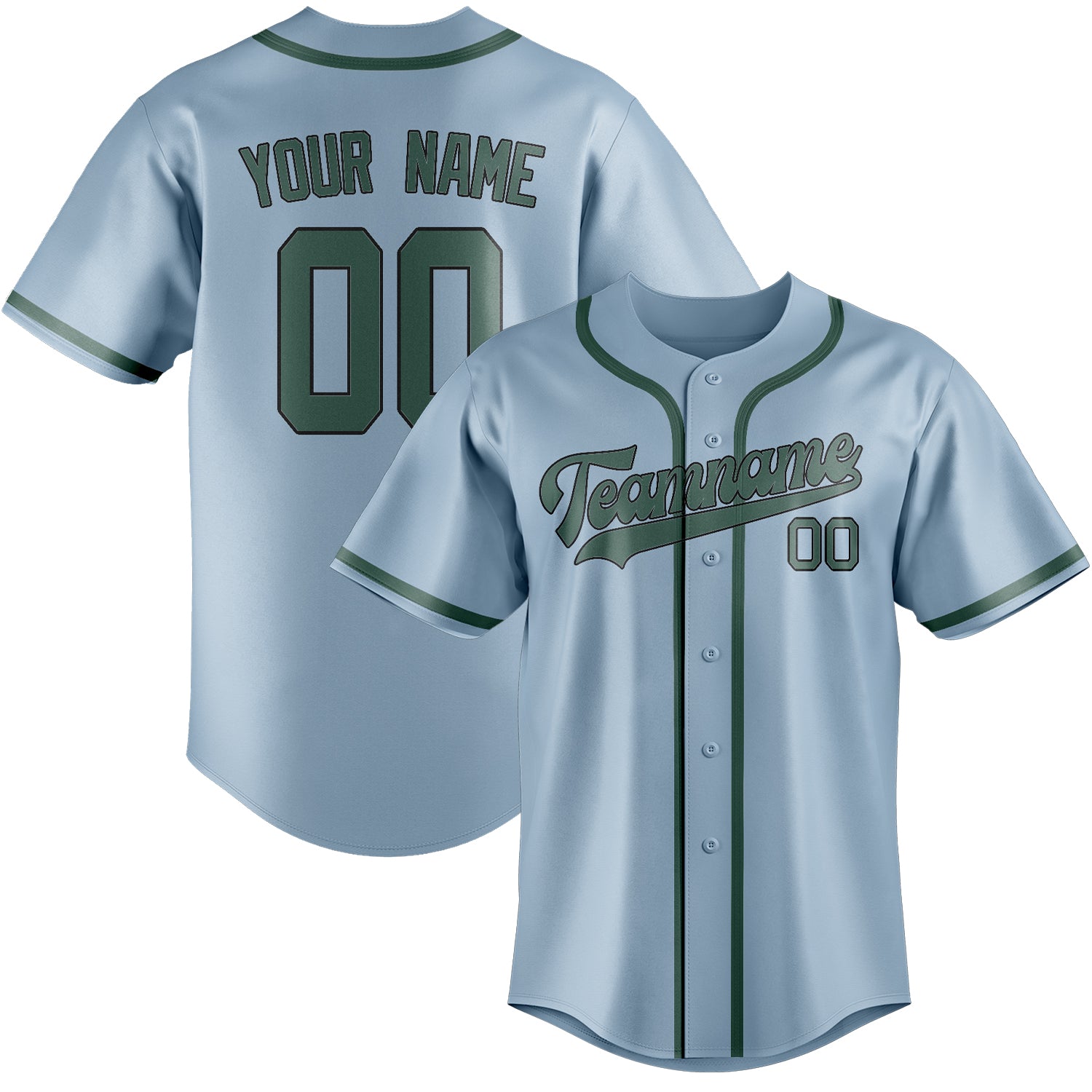Custom Light Blue Blue Green Baseball Jersey