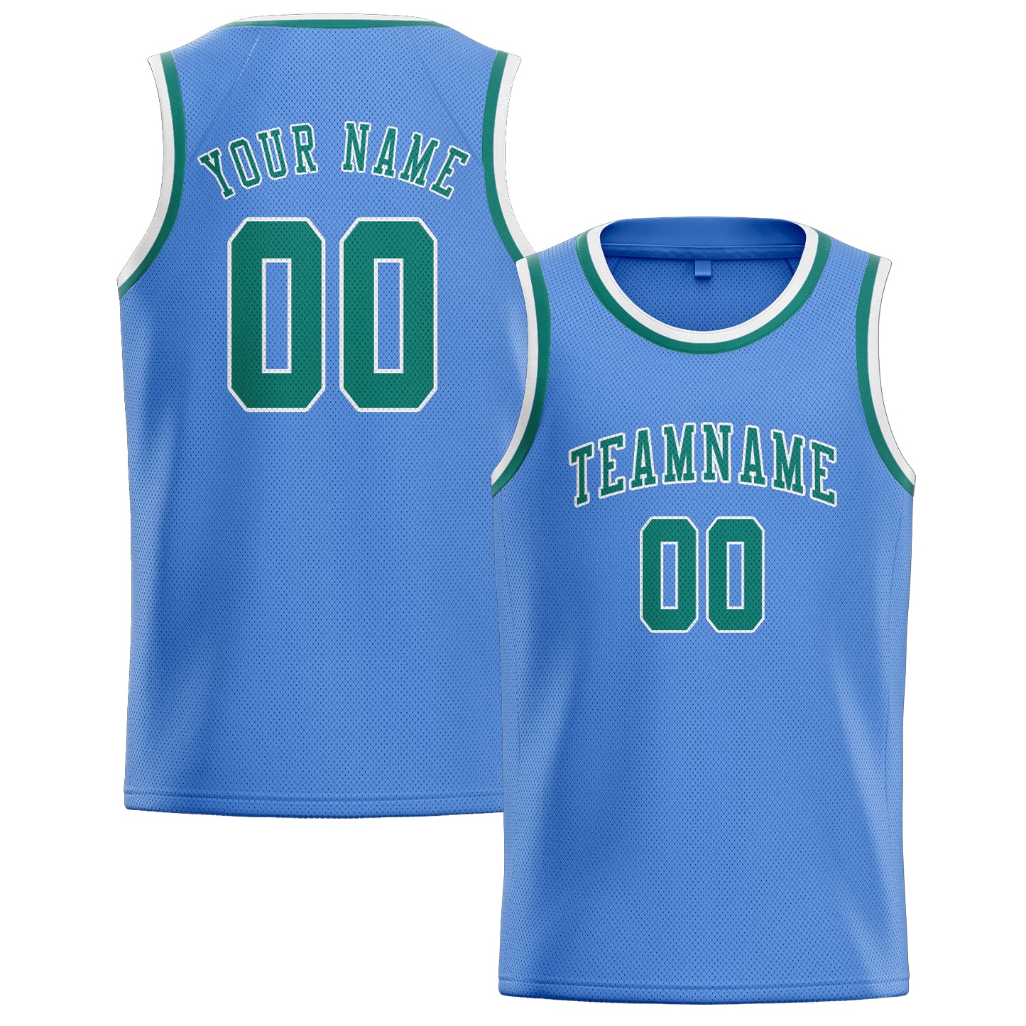 Custom Light Blue Blue Green Basketball Jersey