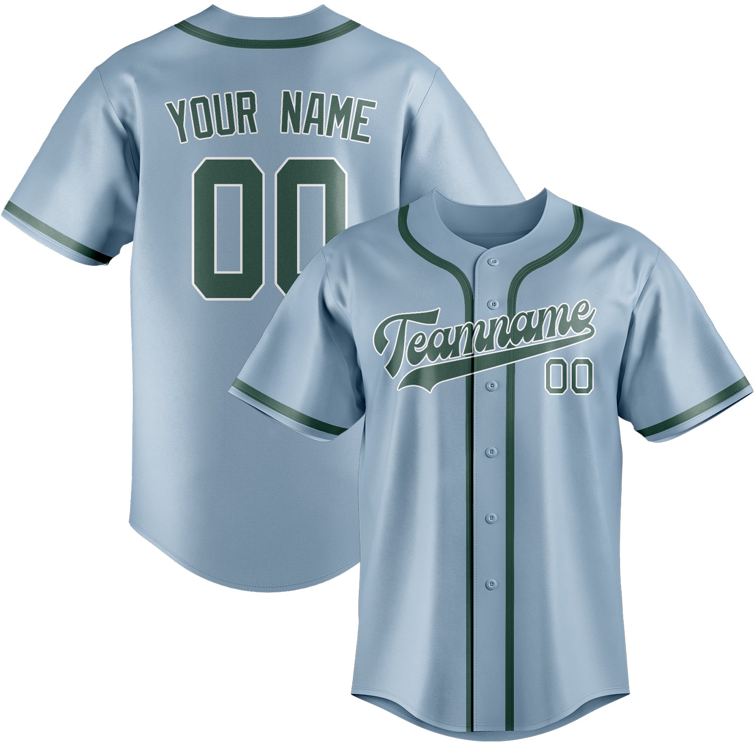 Custom Light Blue Blue Green Baseball Jersey