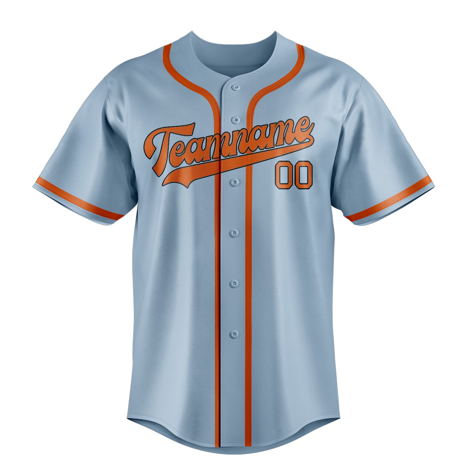 Custom Light Blue Orange Baseball Jersey