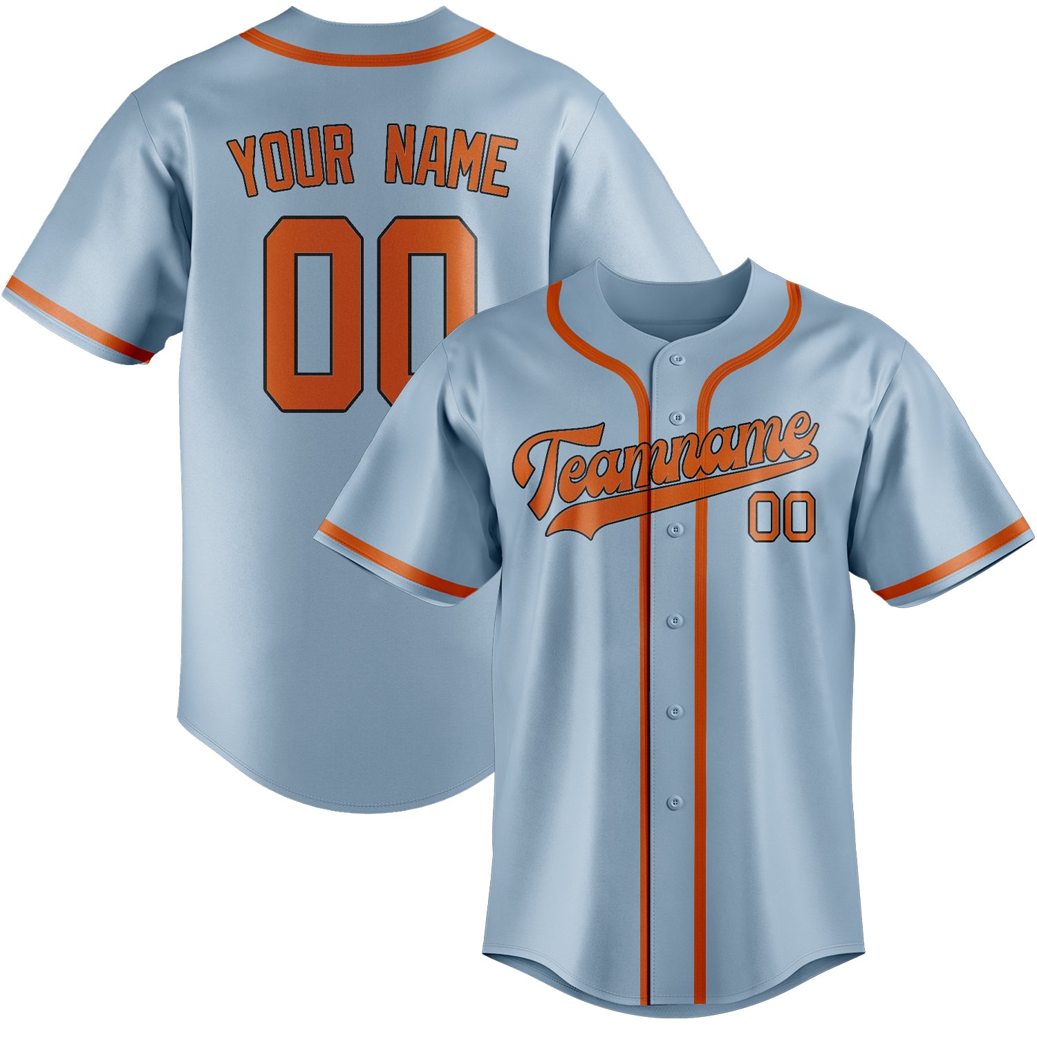 Custom Light Blue Orange Baseball Jersey