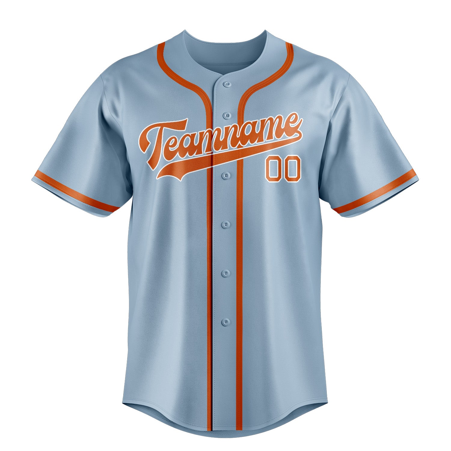 Custom Light Blue Orange Baseball Jersey