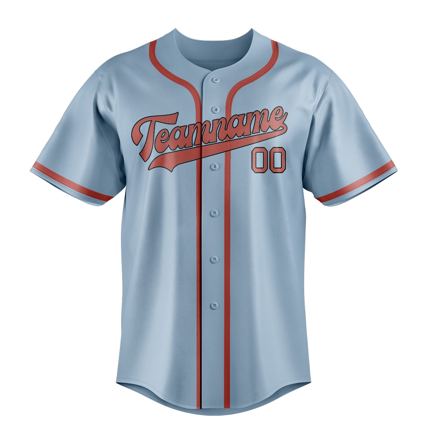 Custom Light Blue Copper Rose Baseball Jersey