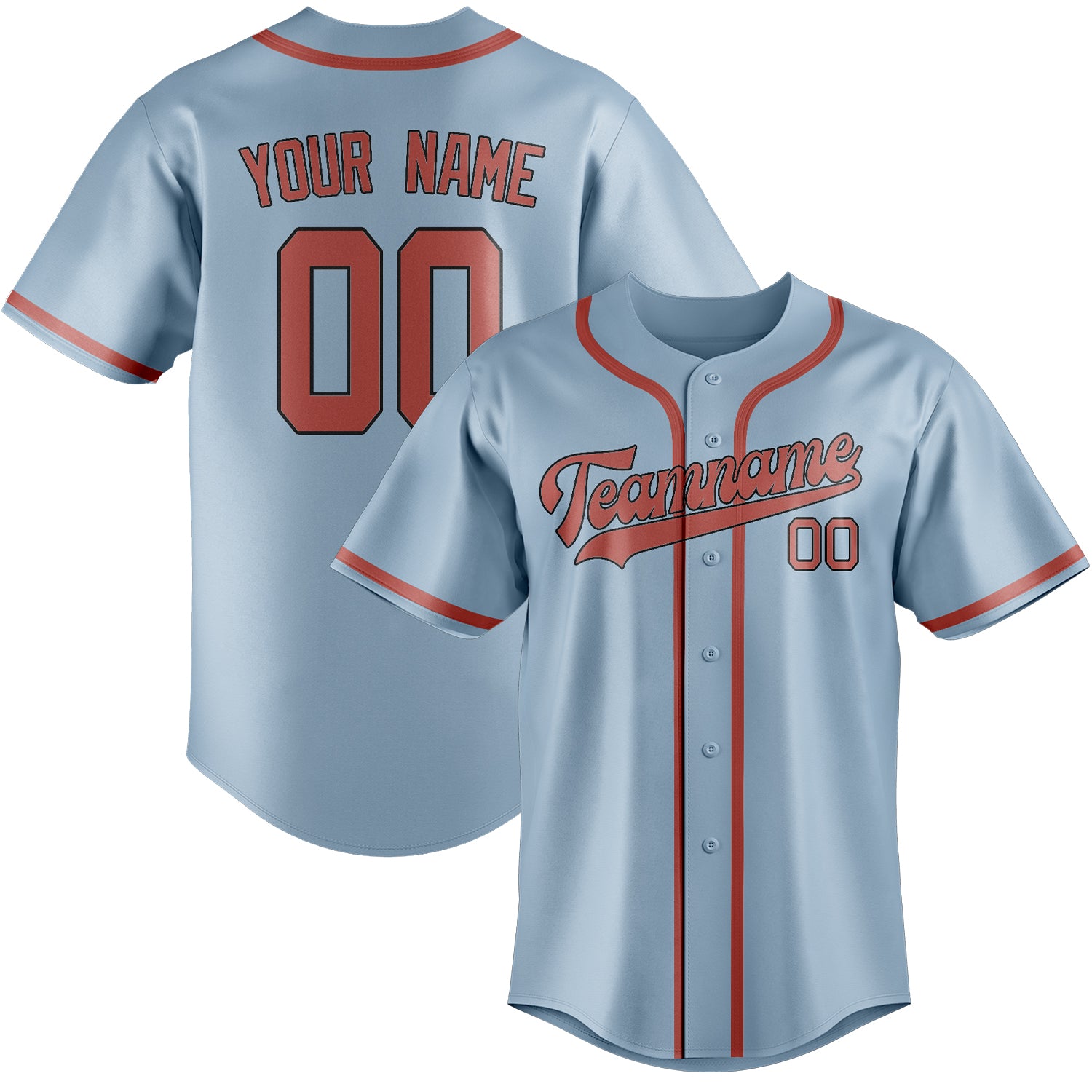 Custom Light Blue Copper Rose Baseball Jersey