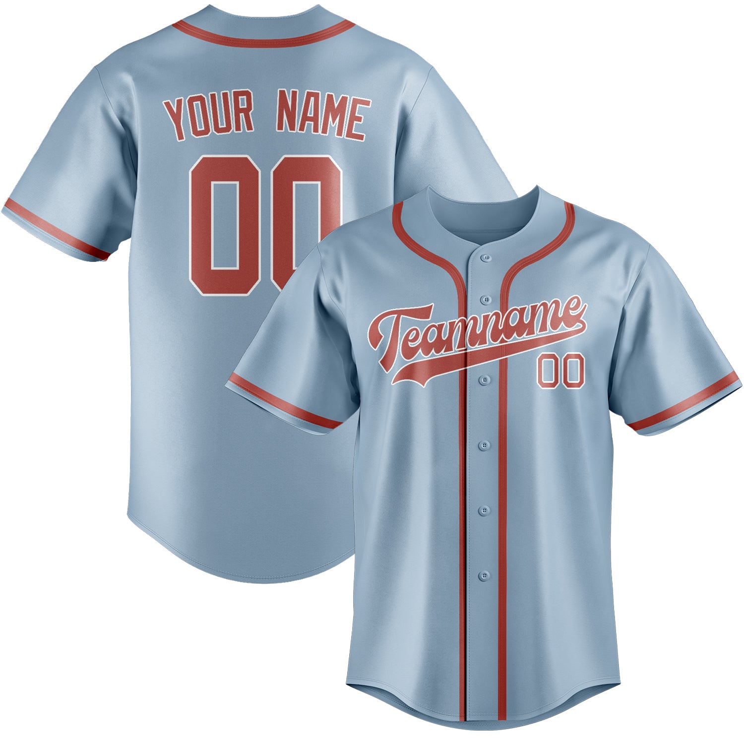 Custom Light Blue Copper Rose Baseball Jersey