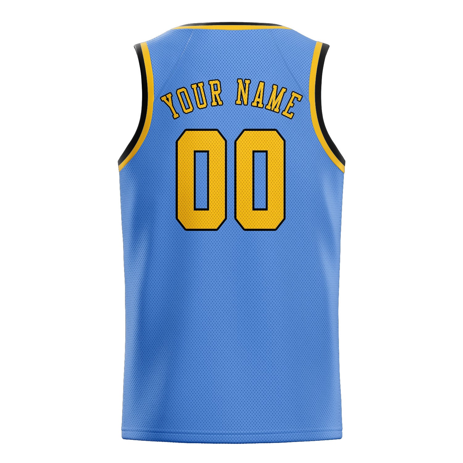Custom Light Blue Gold Basketball Jersey