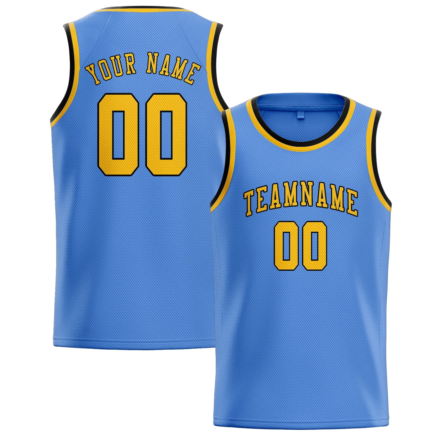 Custom Light Blue Gold Basketball Jersey