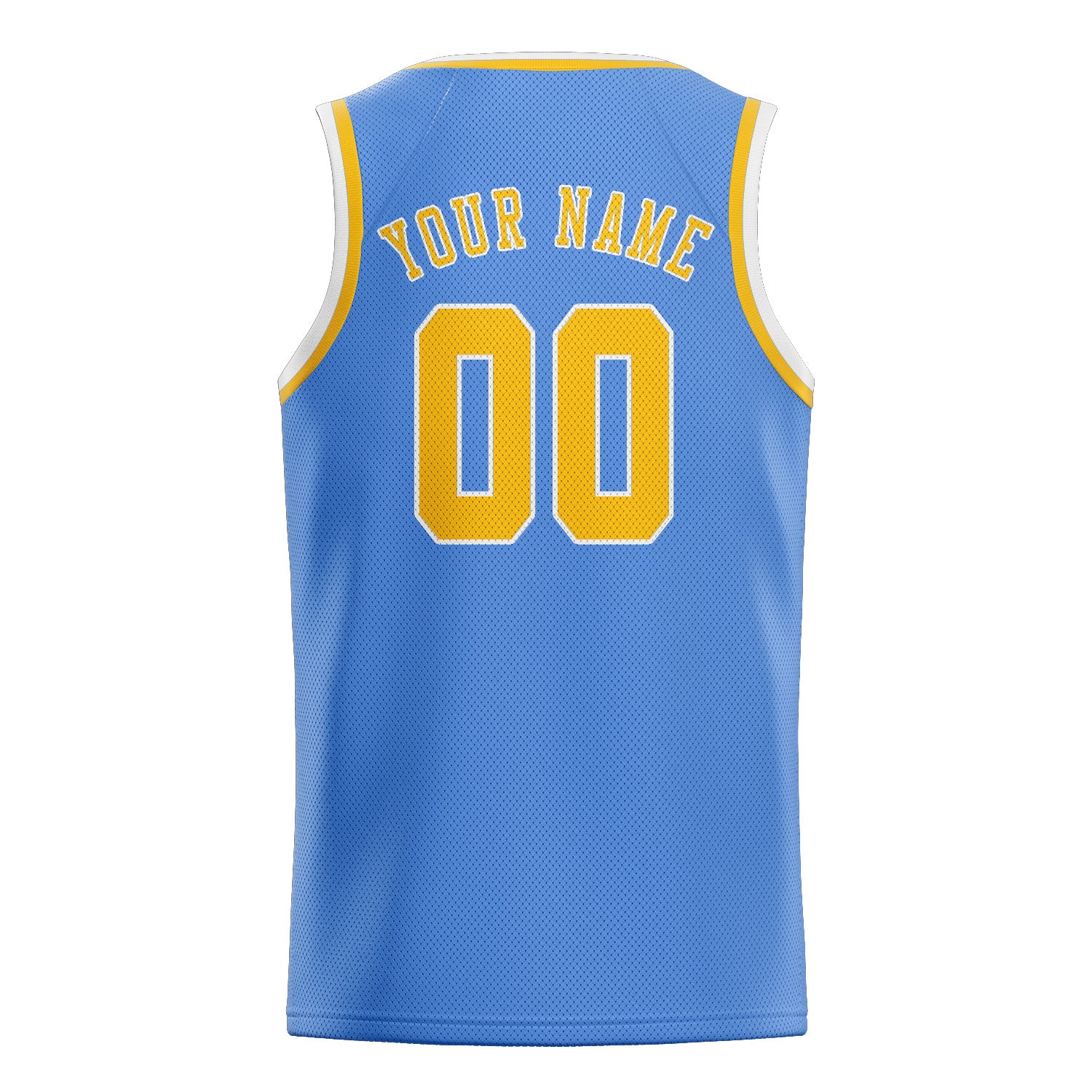 Custom Light Blue Gold Basketball Jersey