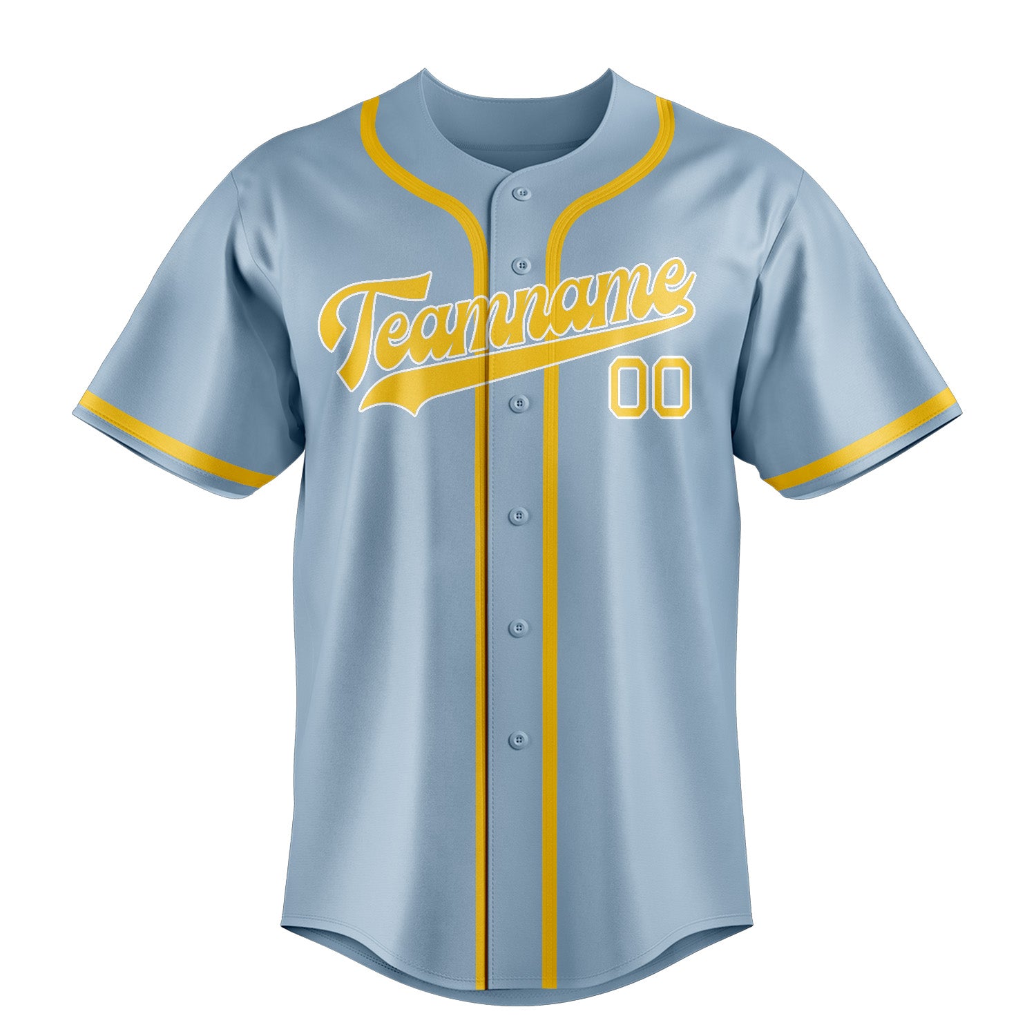 Custom Light Blue Gold Baseball Jersey