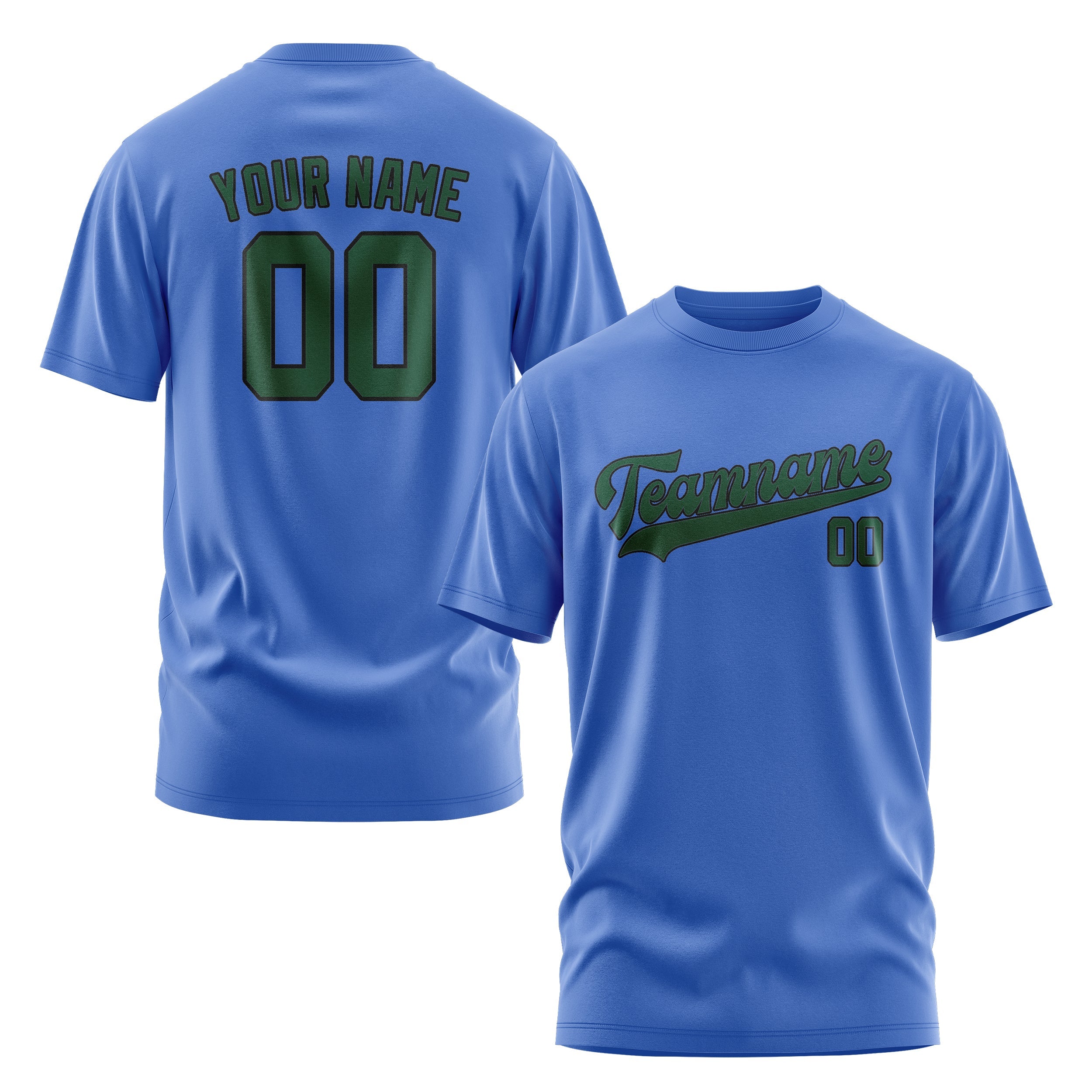 Custom Sky Blue Green T-Shirt