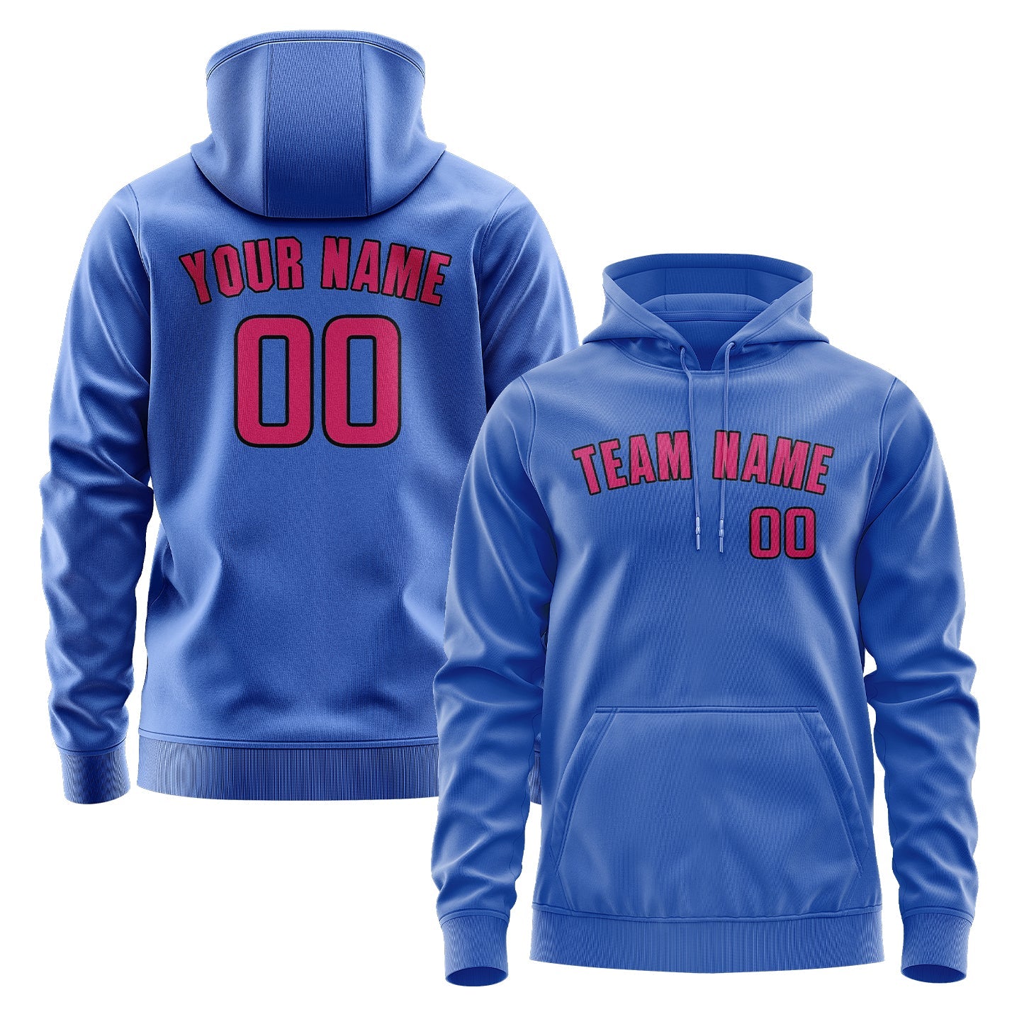 Custom Sky Blue Pink Hoodie