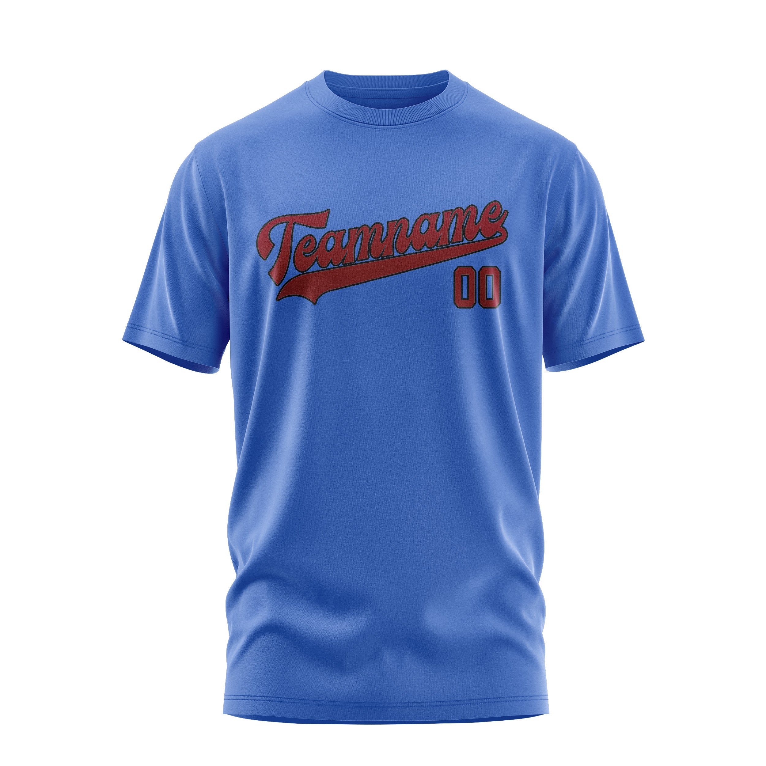 Custom Sky Blue Crimson Red T-Shirt