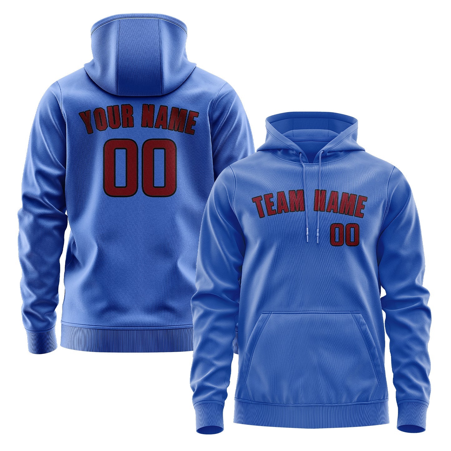 Custom Sky Blue Crimson Red Hoodie