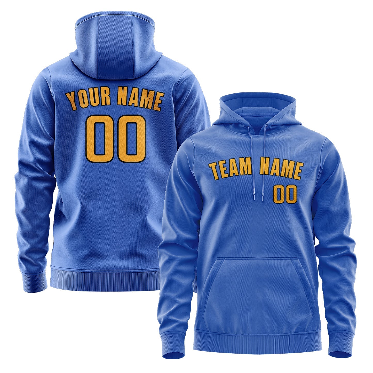 Custom Sky Blue Yellow Hoodie