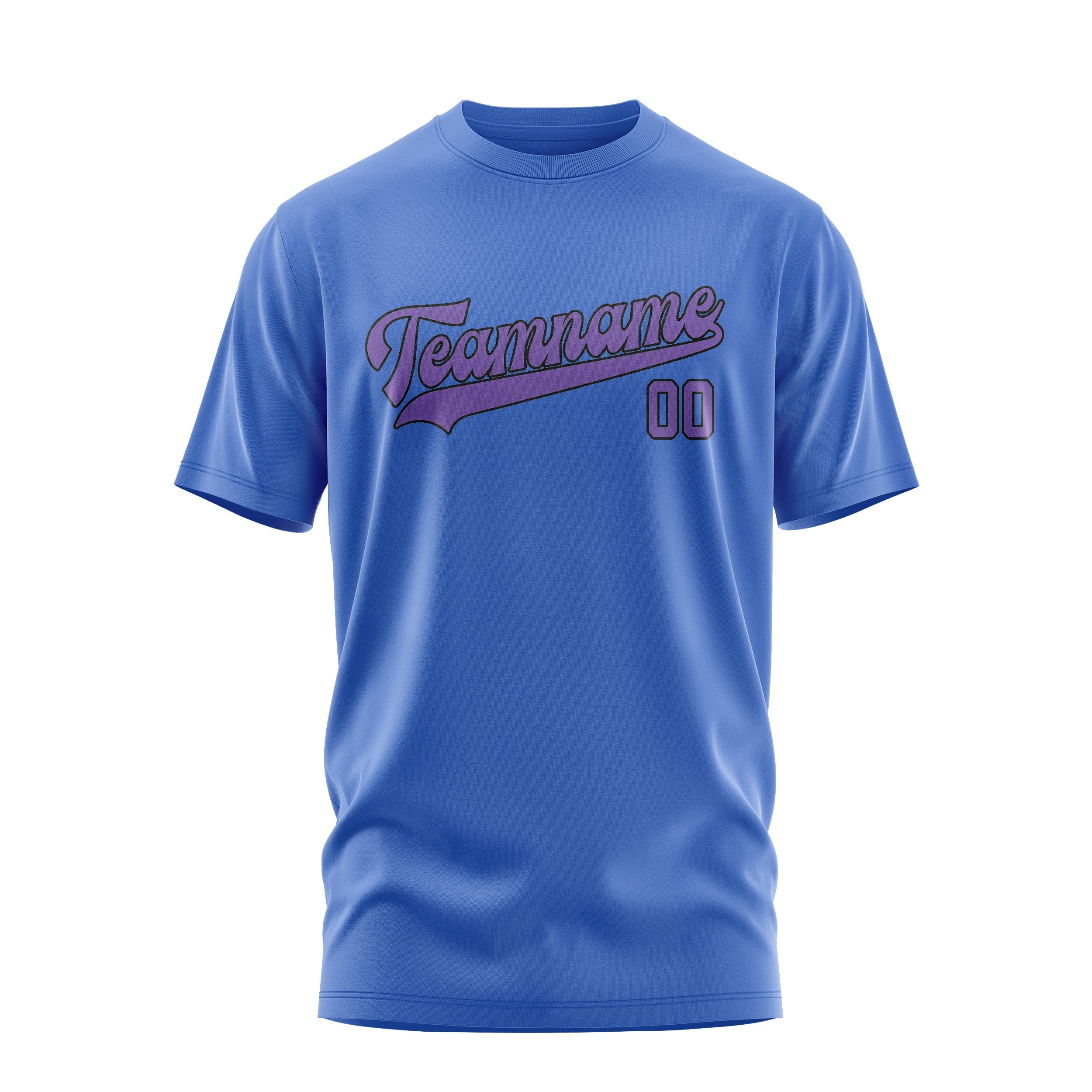 Custom Sky Blue Light Purple T-Shirt