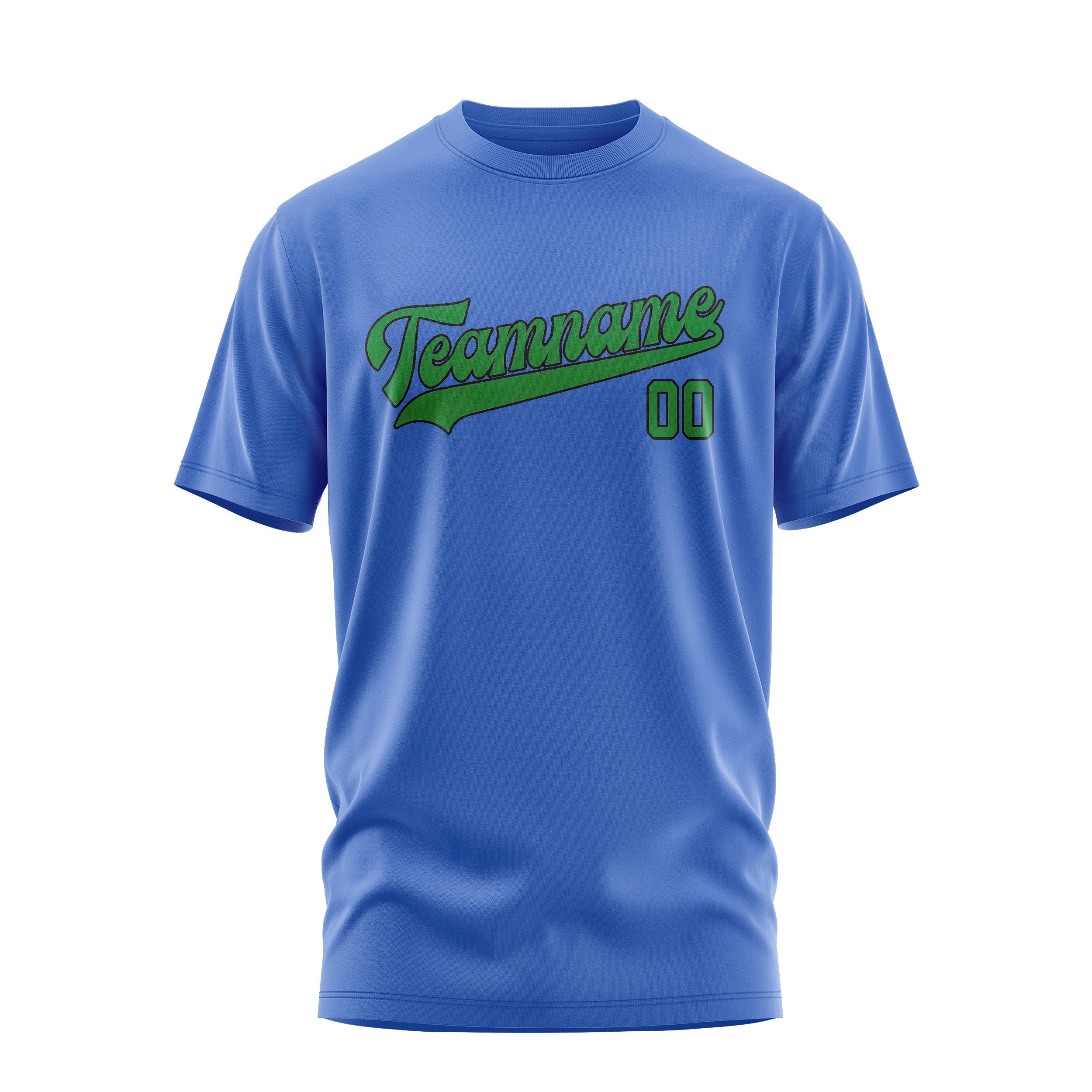 Custom Sky Blue Emerald Green T-Shirt