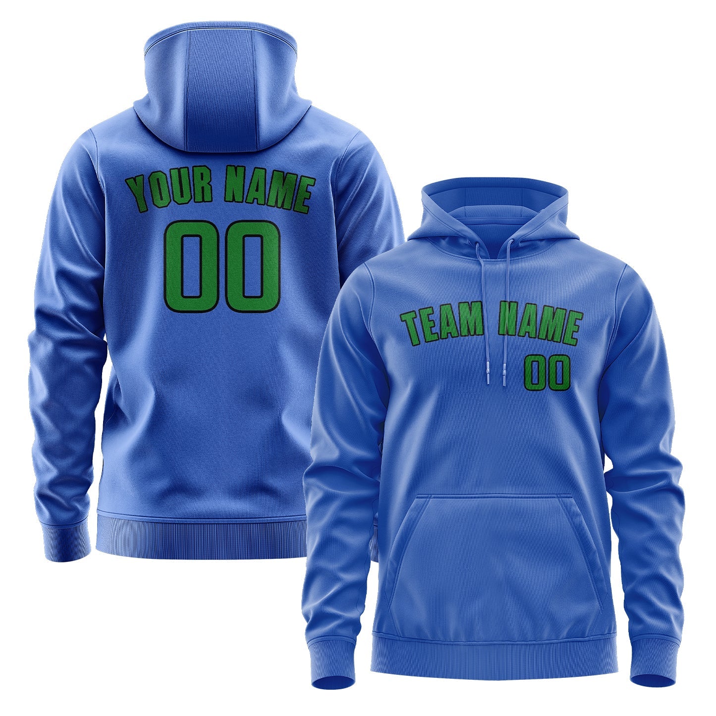 Custom Sky Blue Emerald Green Hoodie