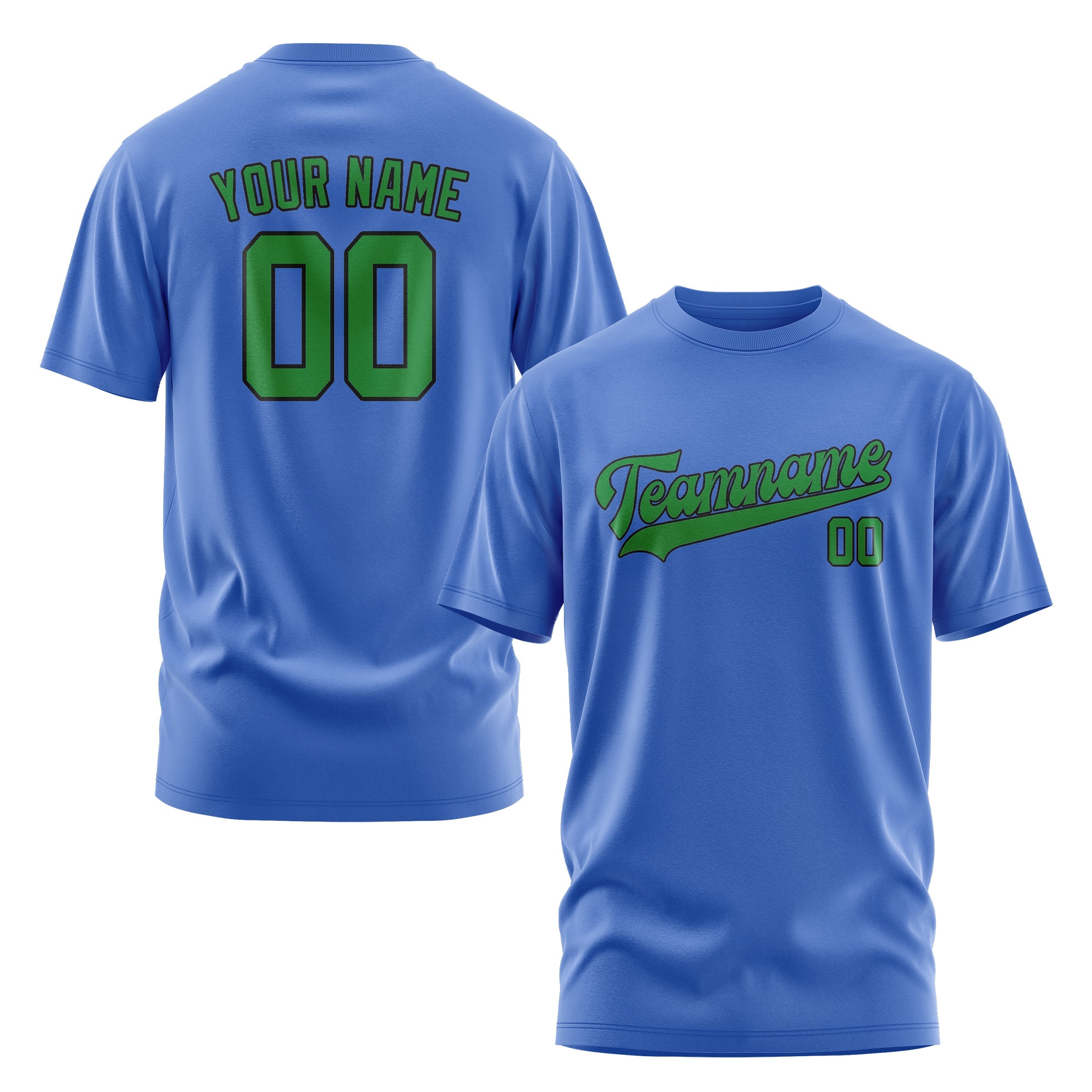 Custom Sky Blue Emerald Green T-Shirt