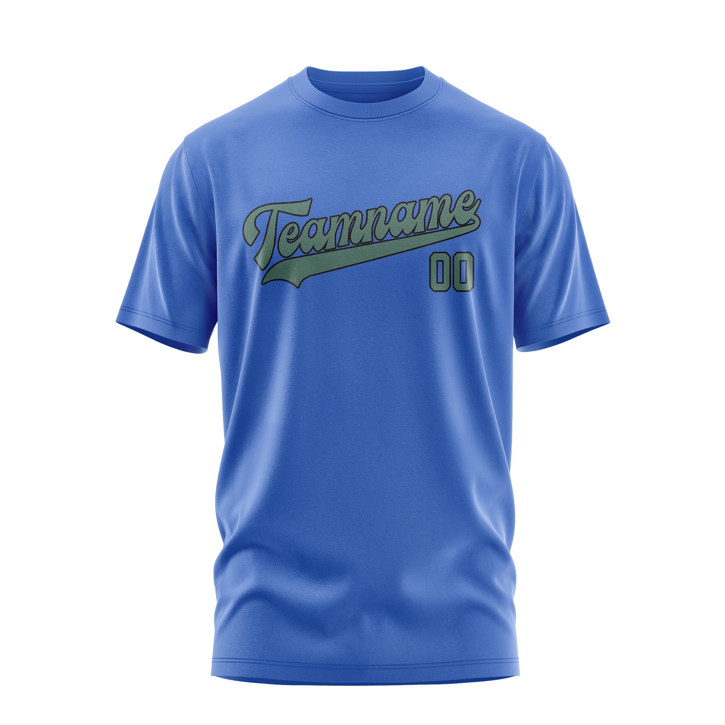 Custom Sky Blue Blue Green T-Shirt