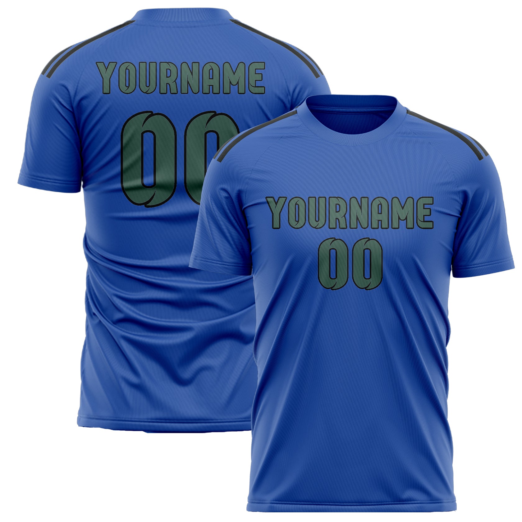 Custom Sky Blue Blue Green Soccer Jersey