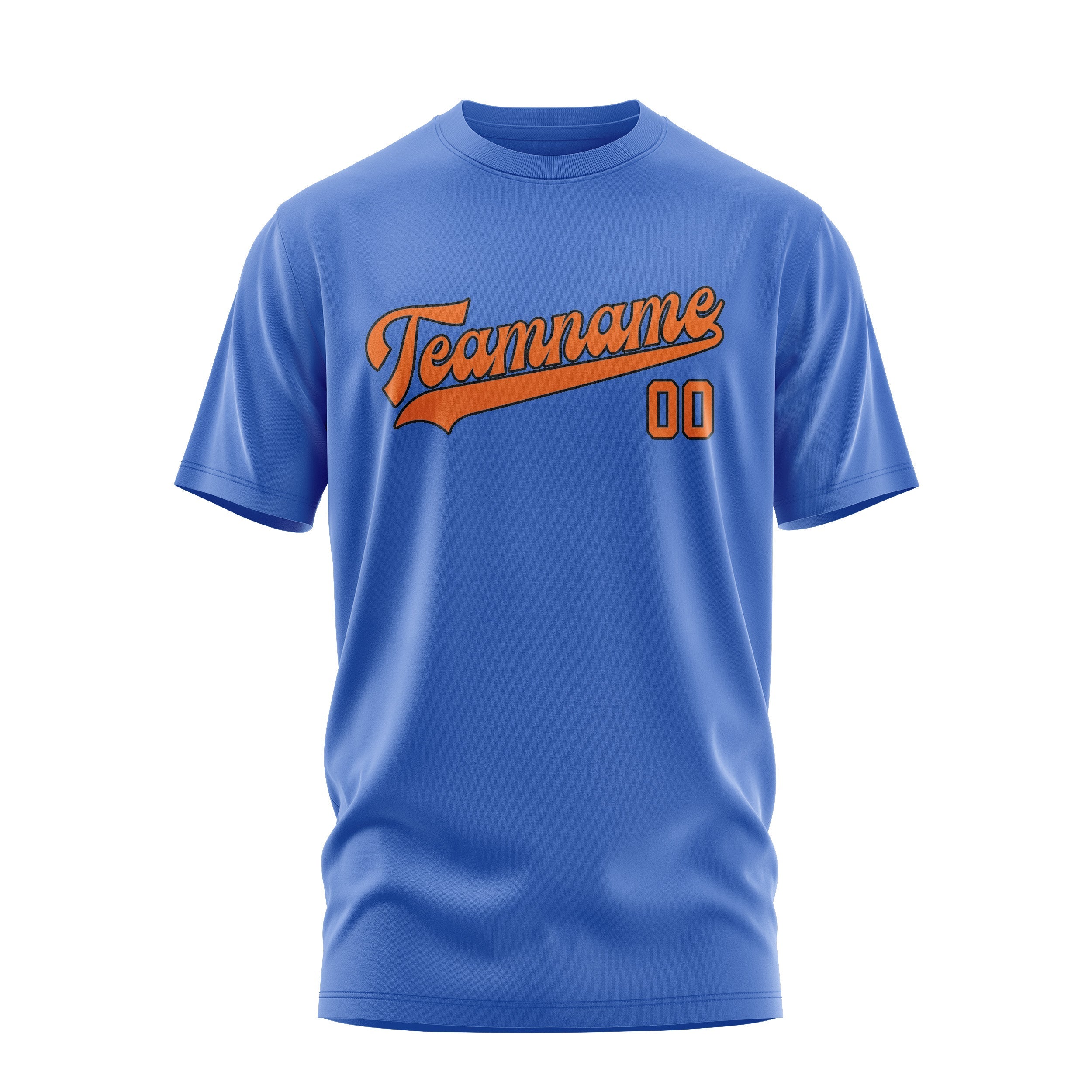 Custom Sky Blue Orange T-Shirt