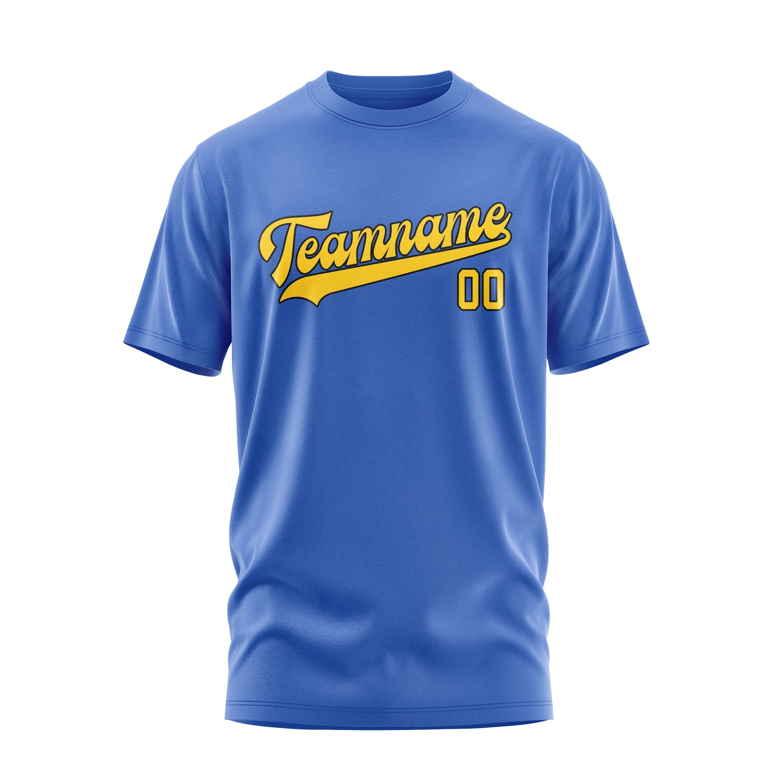 Custom Sky Blue Gold T-Shirt