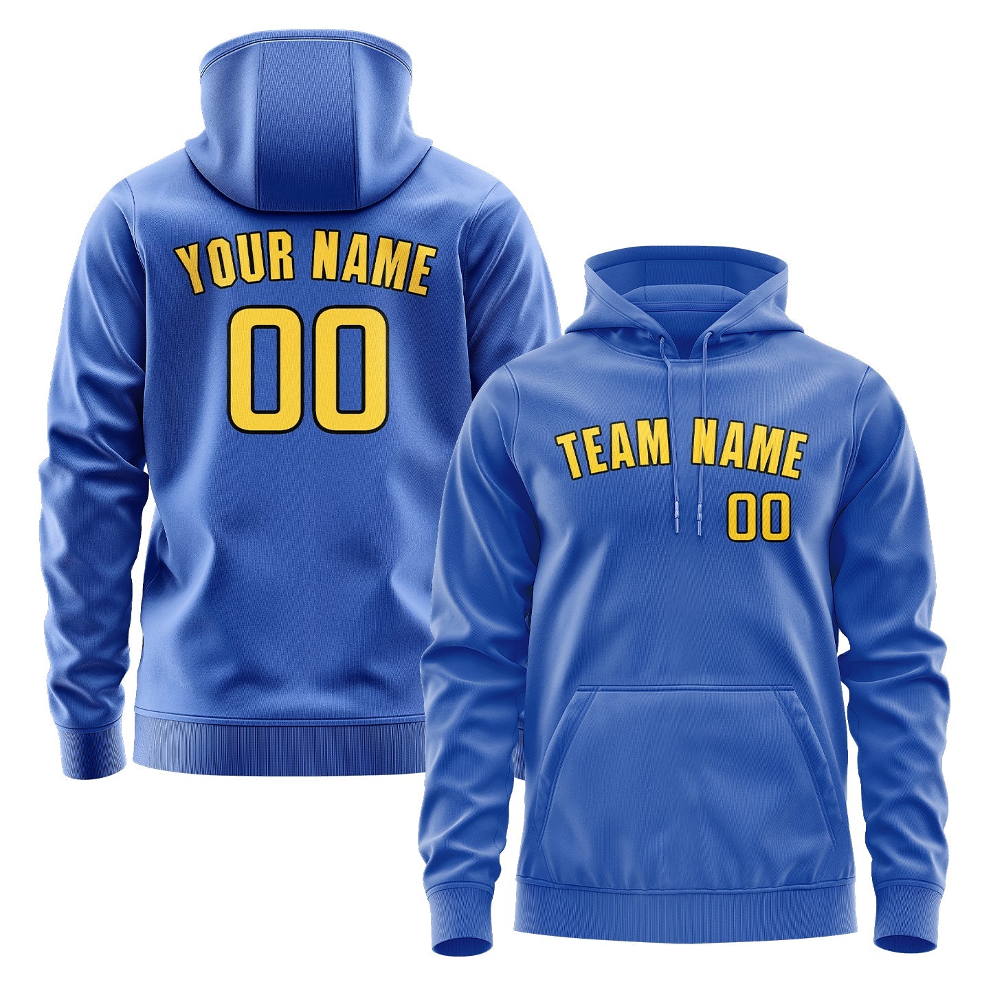 Custom Sky Blue Gold Hoodie