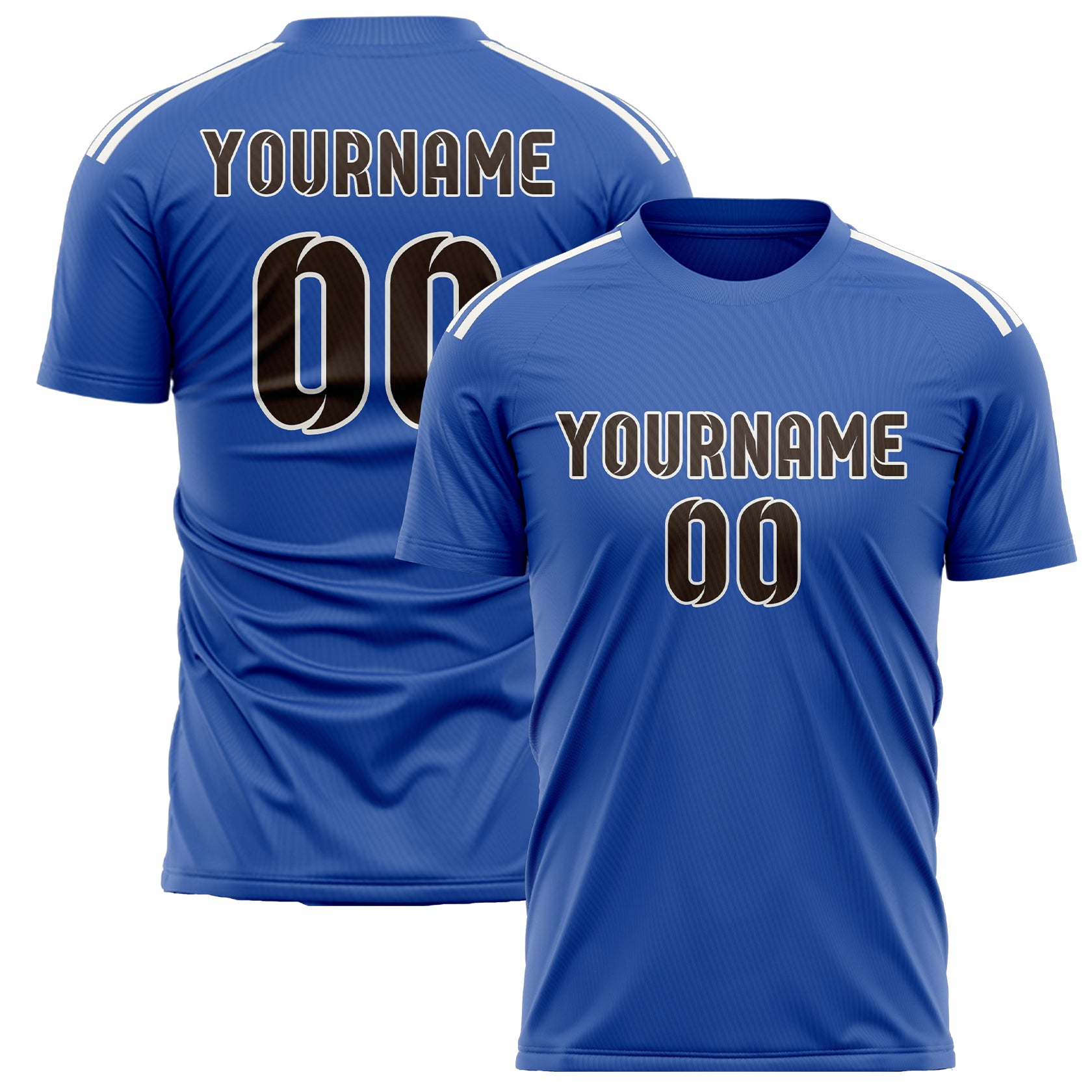 Custom Sky Blue Brown Soccer Jersey