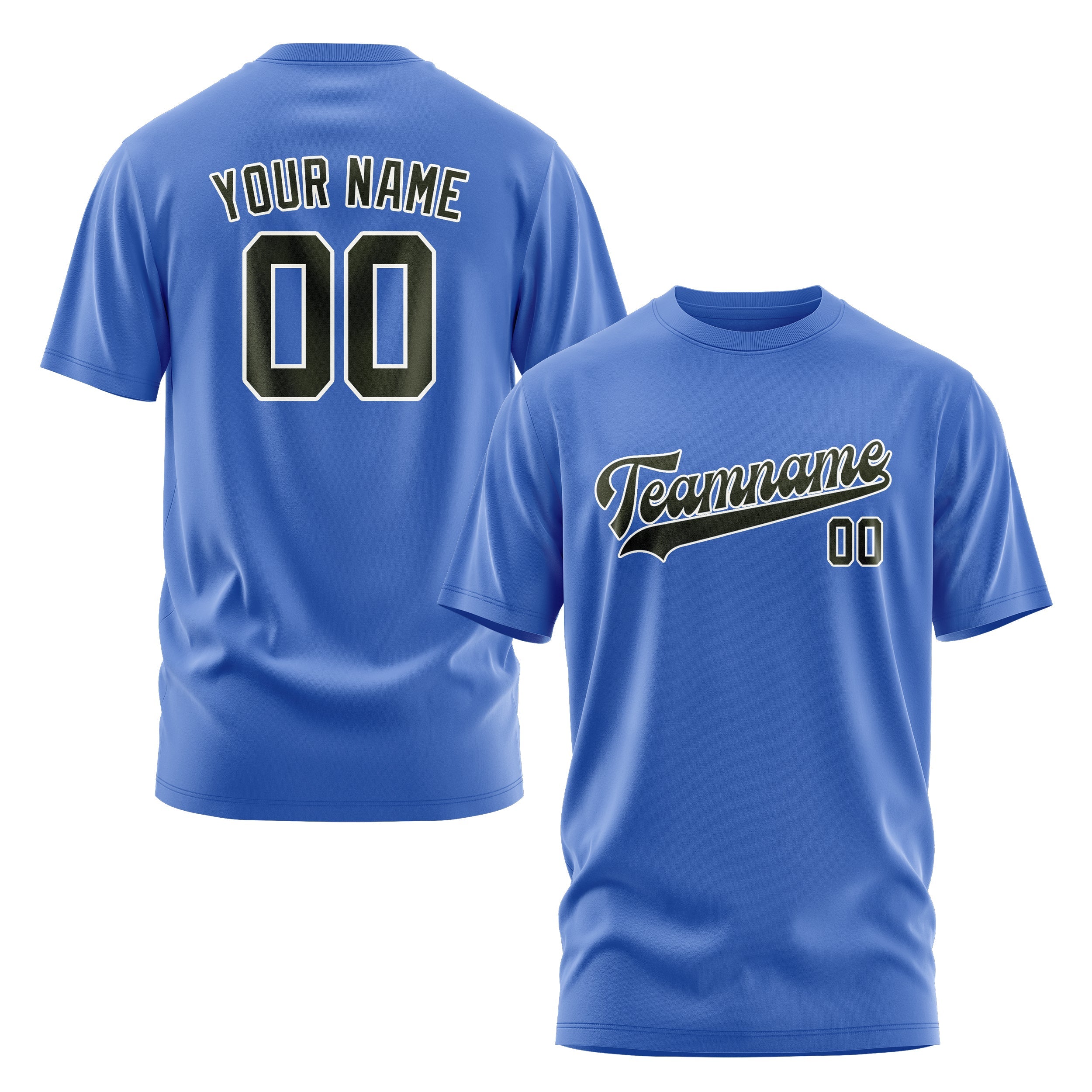 Custom Sky Blue Olive T-Shirt