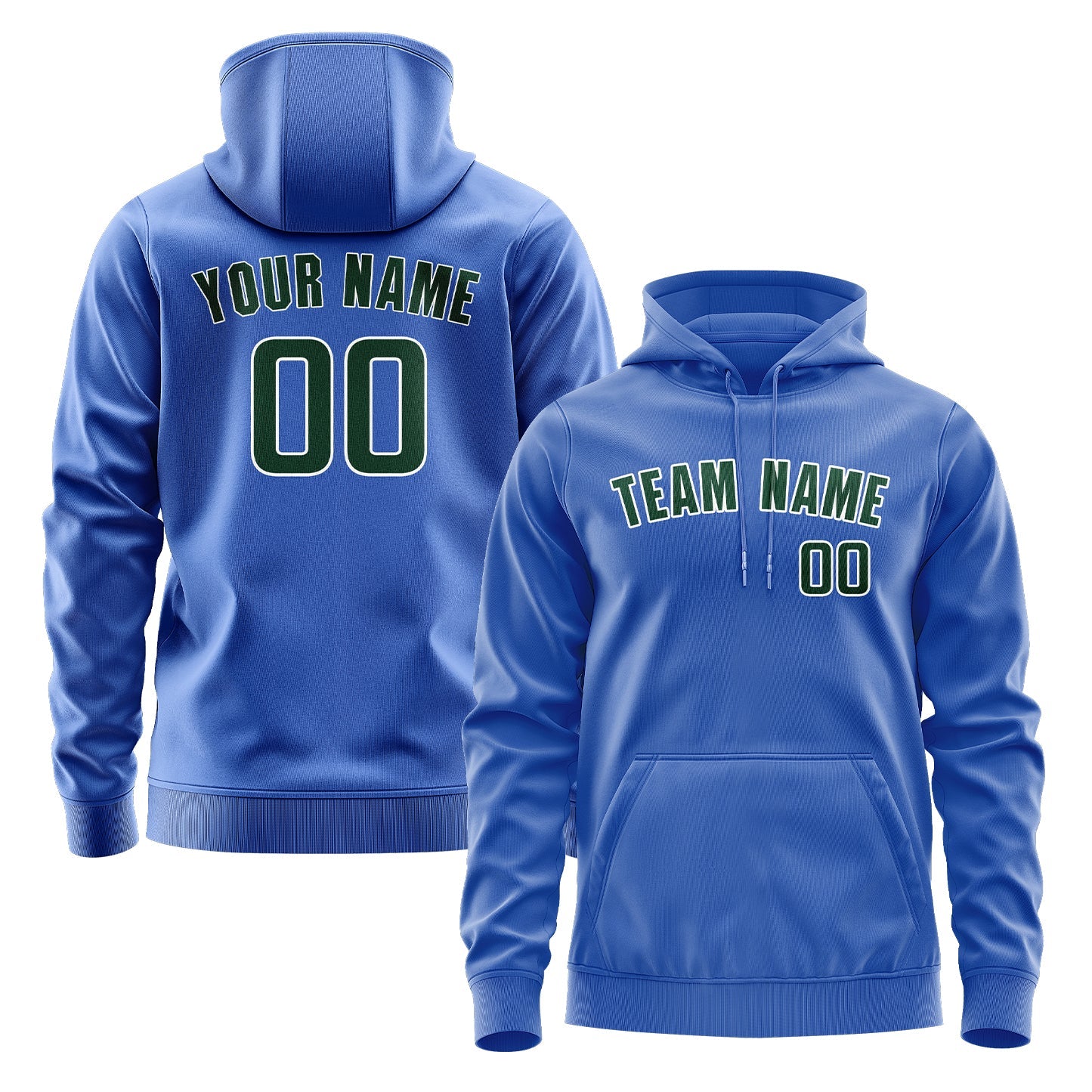 Custom Sky Blue Green Hoodie