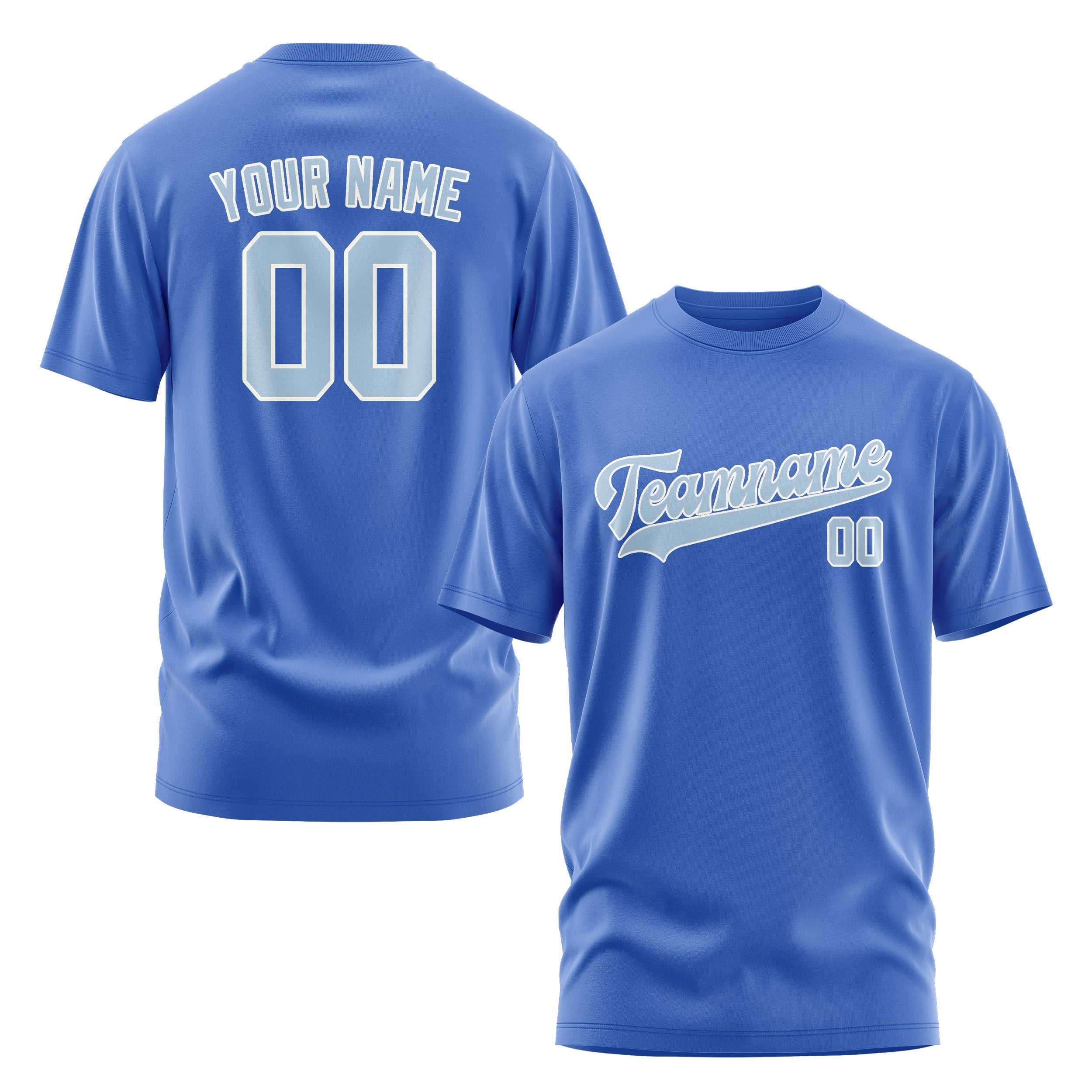 Custom Sky Blue Light Blue T-Shirt
