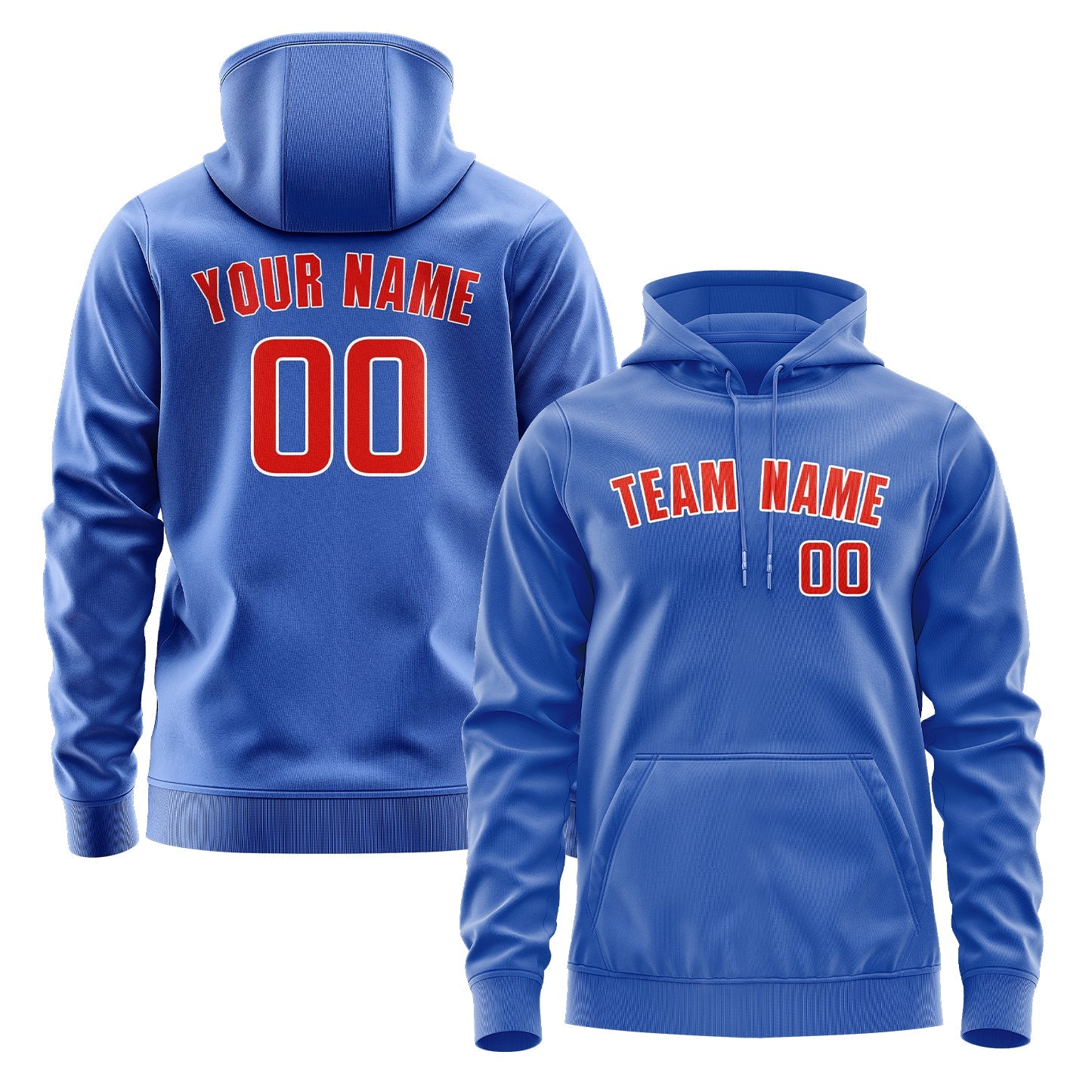 Custom Sky Blue Orange Red Hoodie
