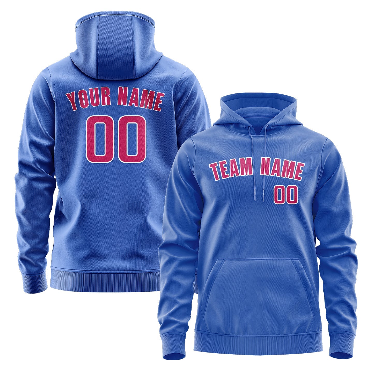 Custom Sky Blue Pink Hoodie