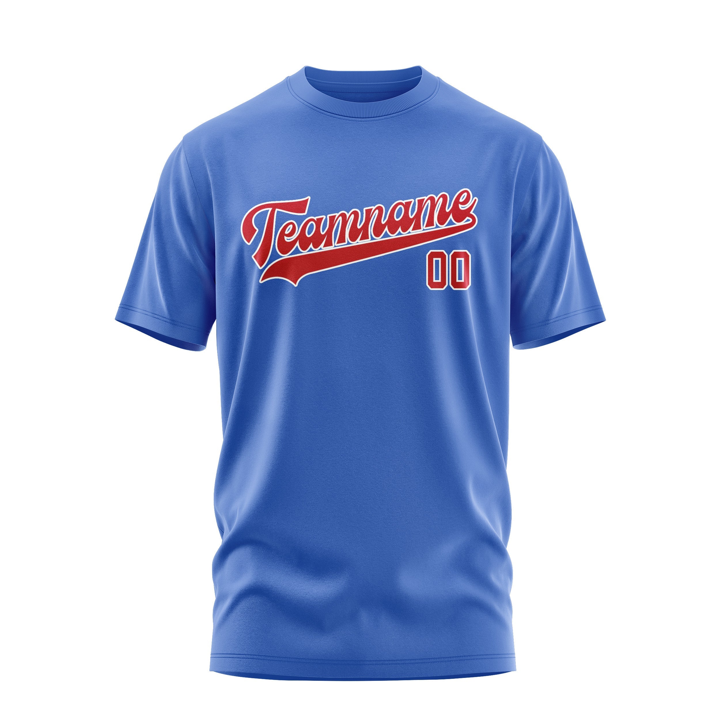 Custom Sky Blue Red T-Shirt