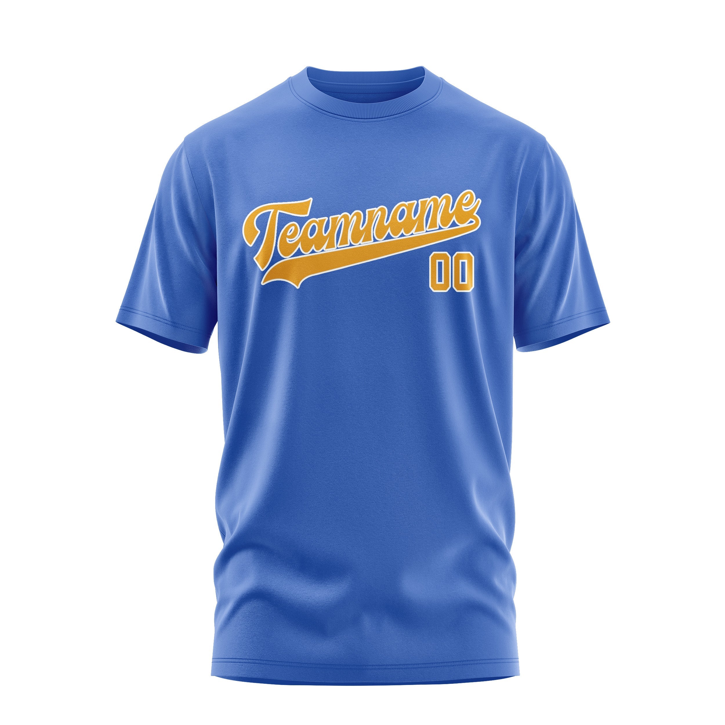 Custom Sky Blue Yellow T-Shirt
