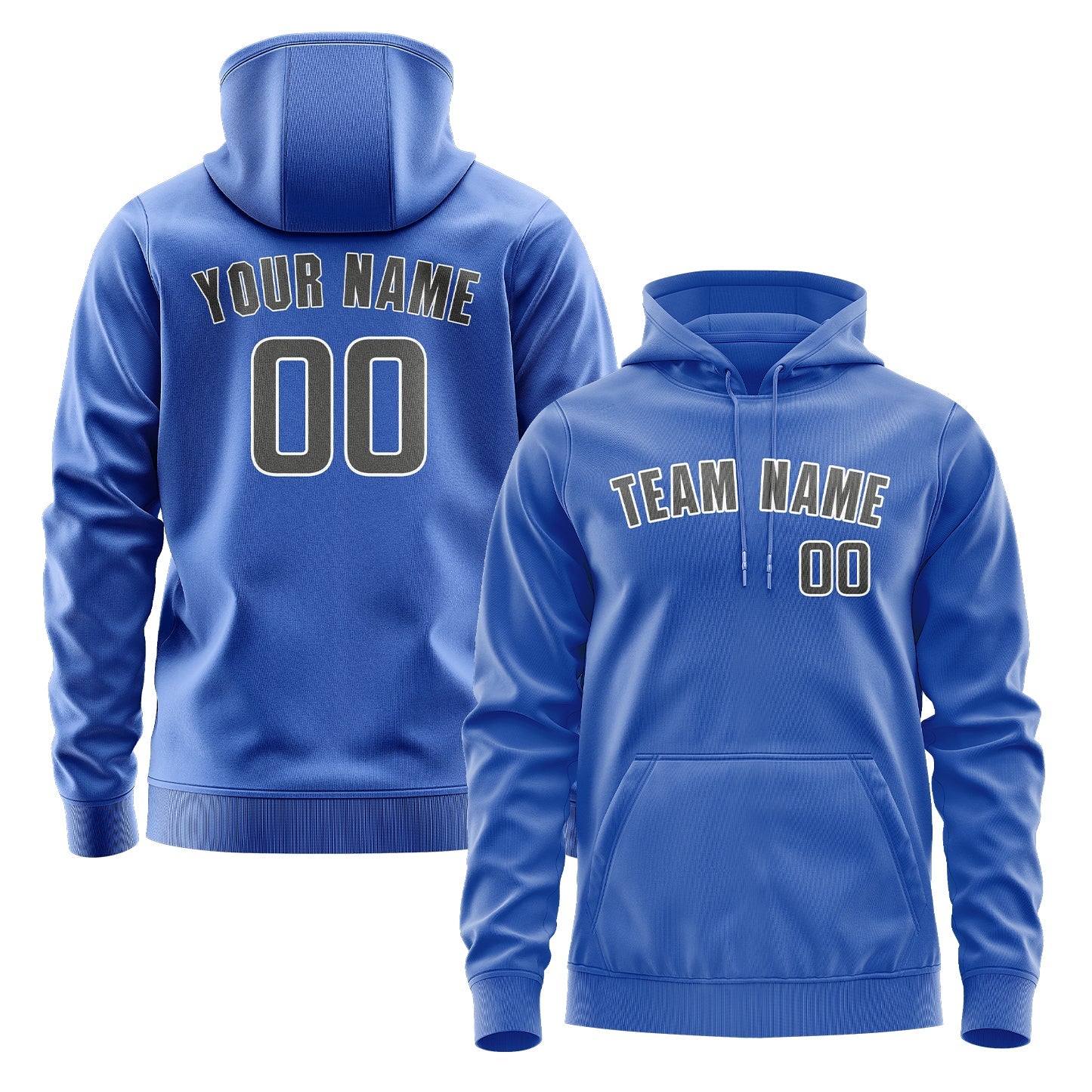 Custom Sky Blue Dark Grey Hoodie