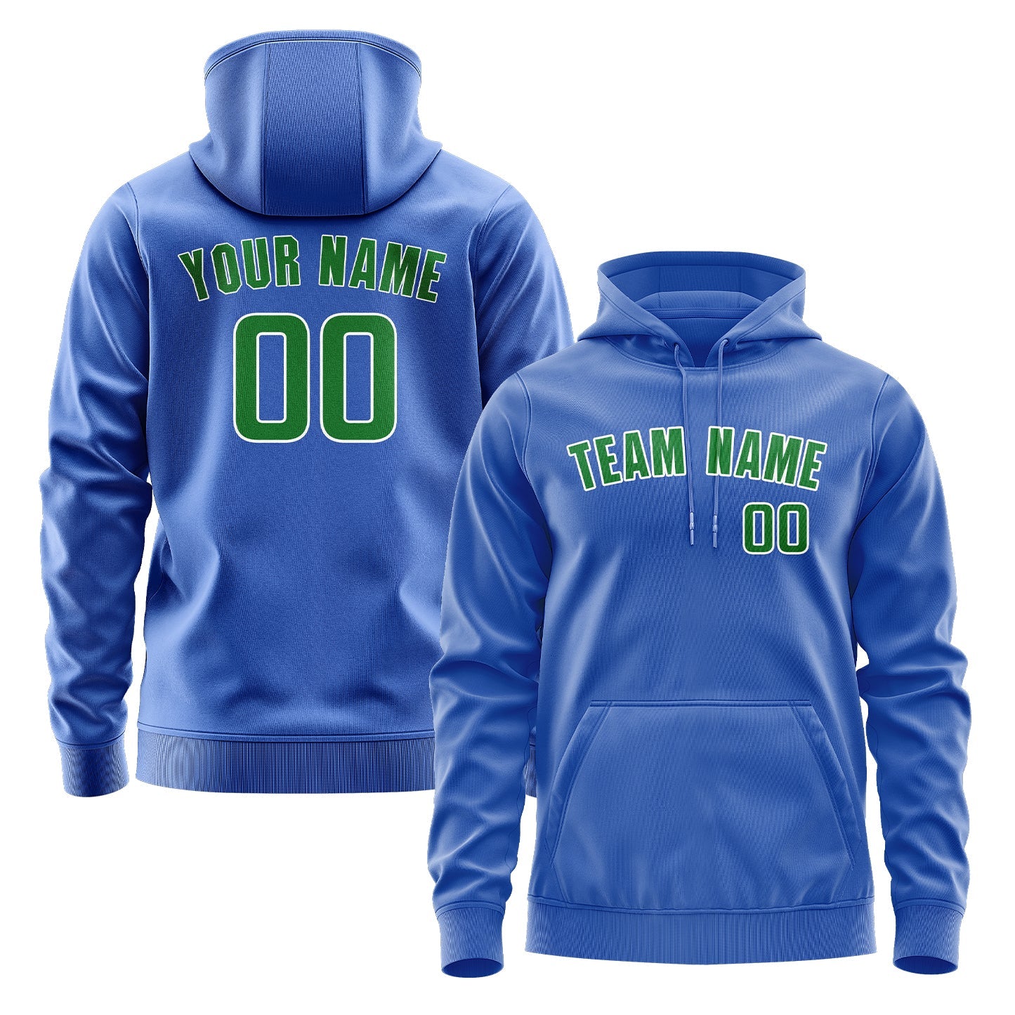 Custom Sky Blue Emerald Green Hoodie