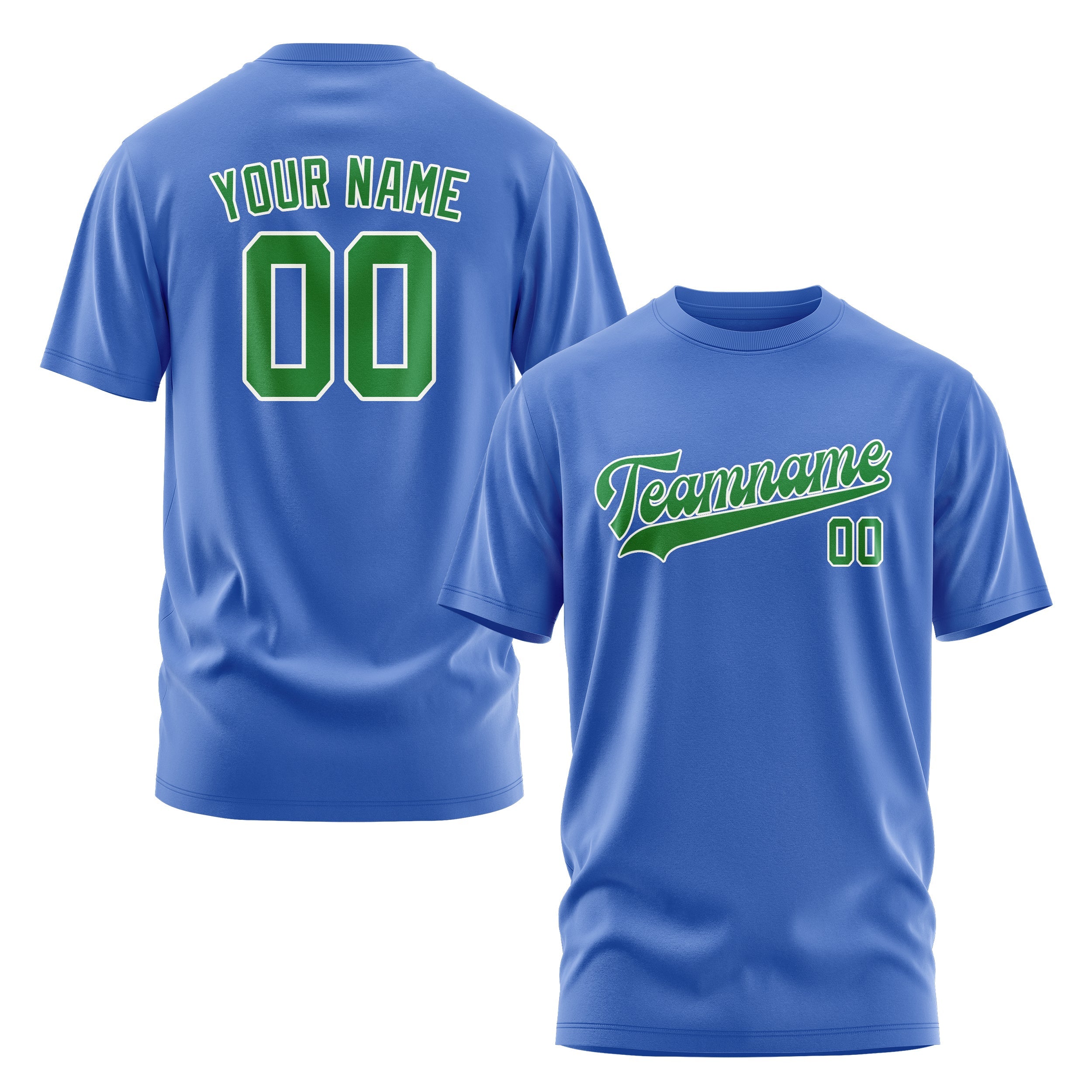 Custom Sky Blue Emerald Green T-Shirt