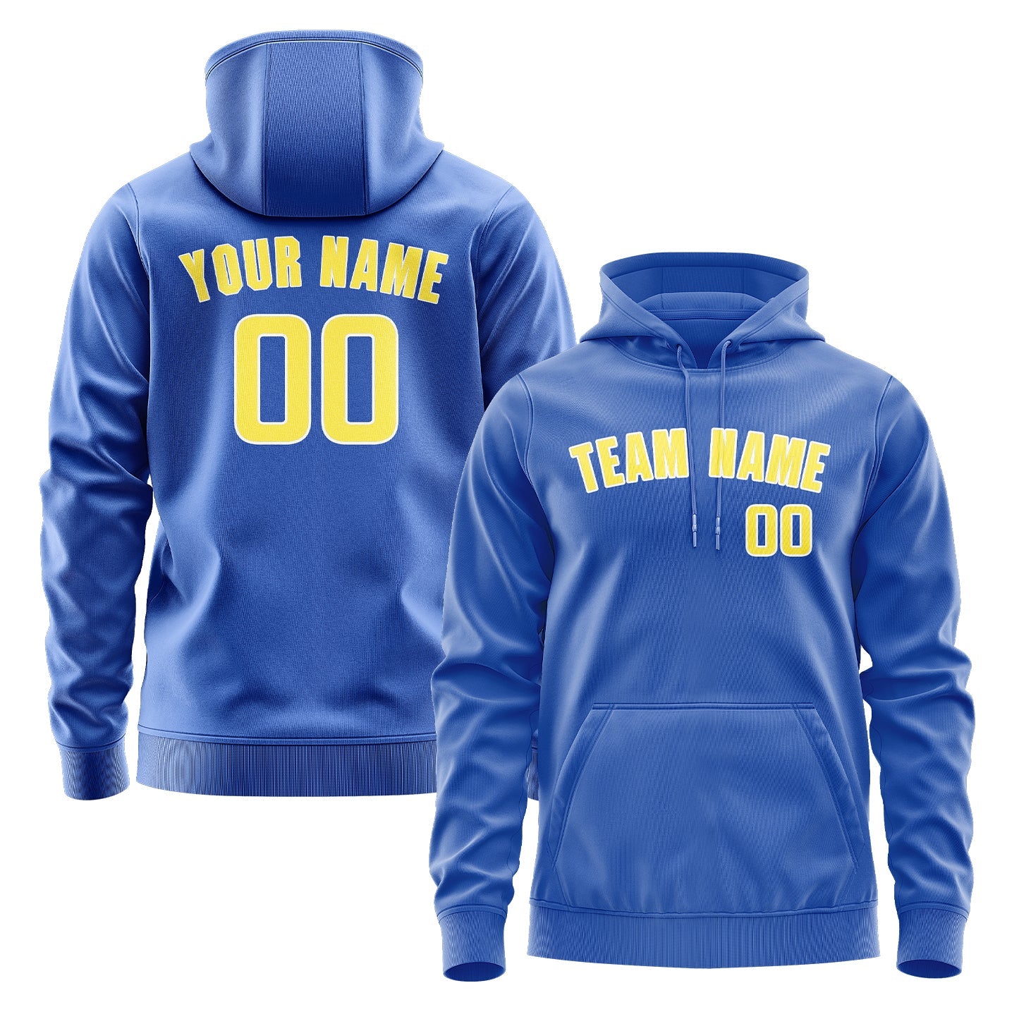 Custom Sky Blue Light Yellow Hoodie