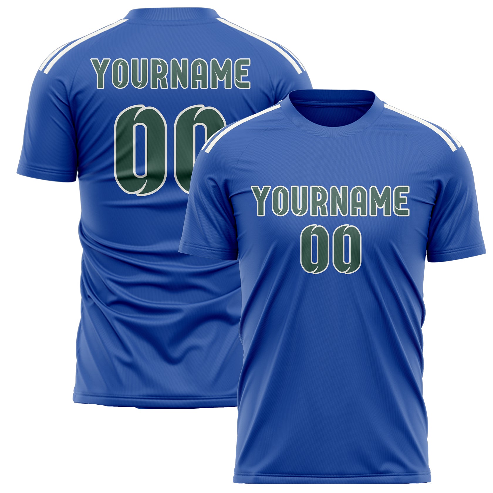 Custom Sky Blue Blue Green Soccer Jersey