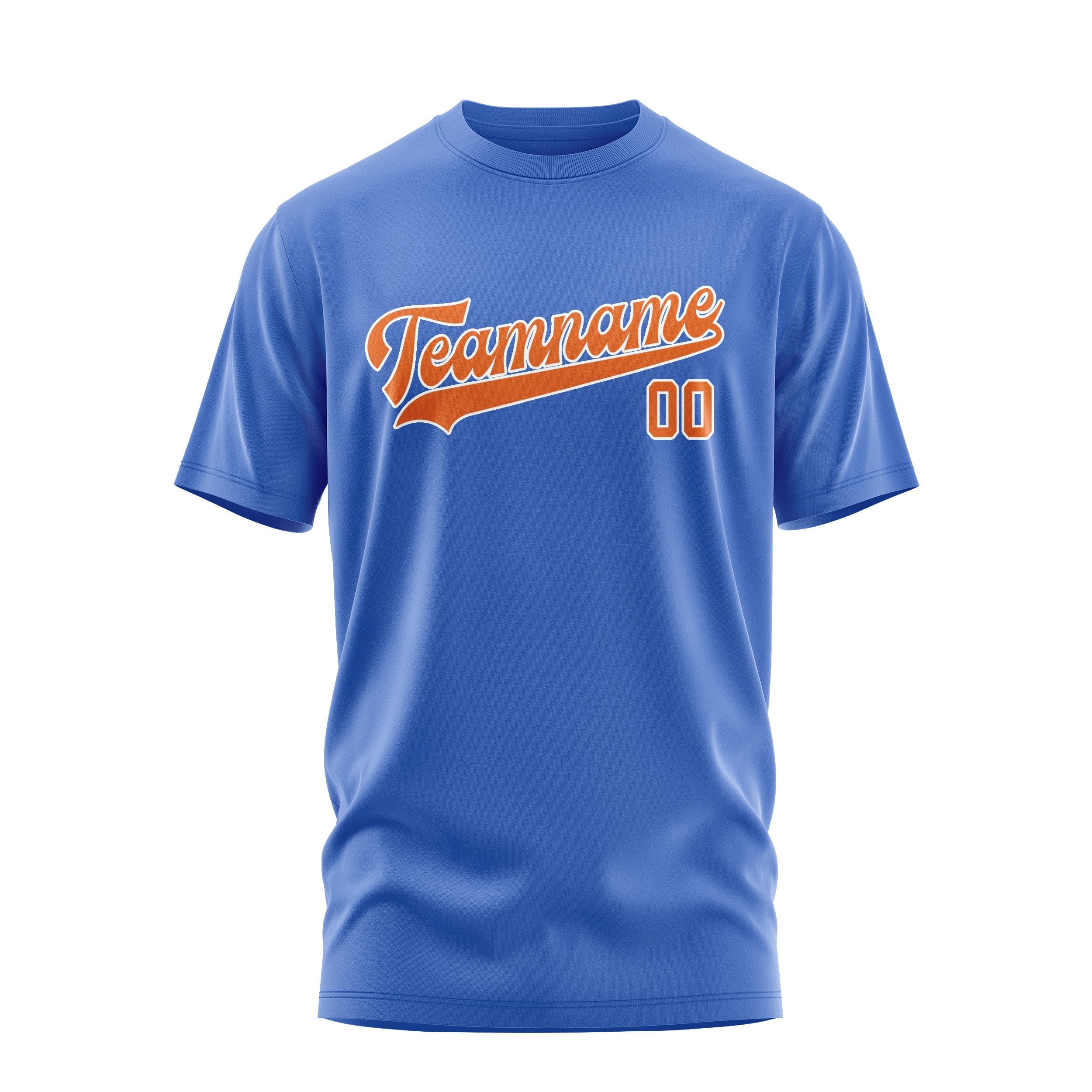 Custom Sky Blue Orange T-Shirt