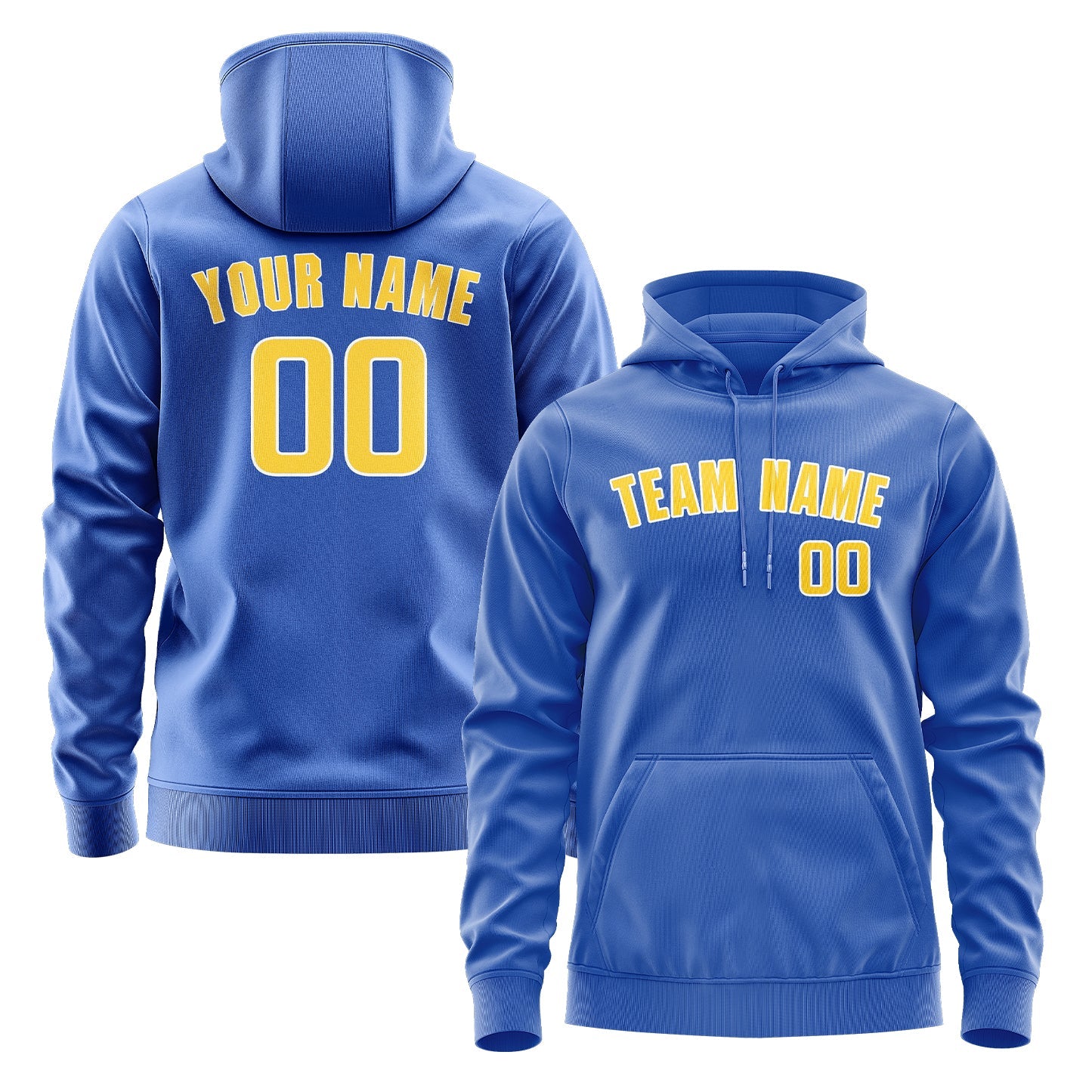 Custom Sky Blue Gold Hoodie