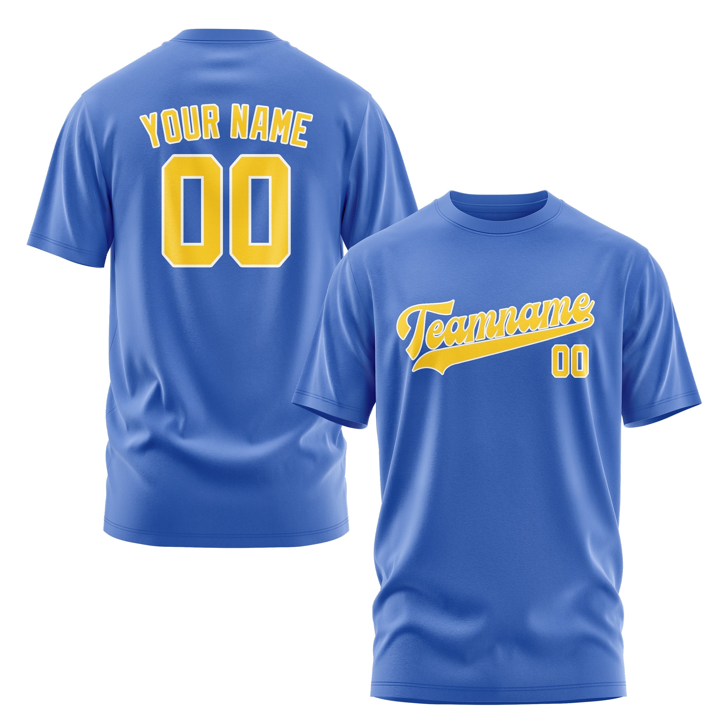 Custom Sky Blue Gold T-Shirt