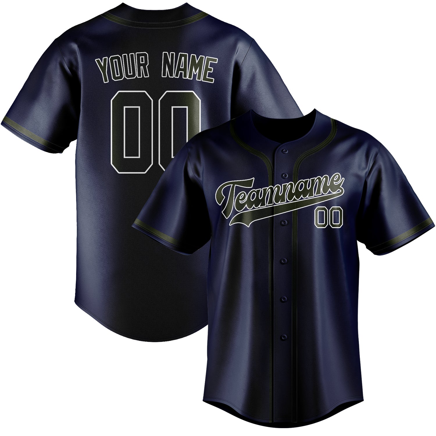 Custom Blue Olive Baseball Jersey
