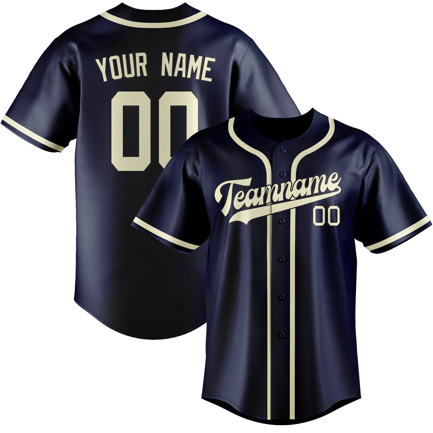 Custom Blue Cream Baseball Jersey