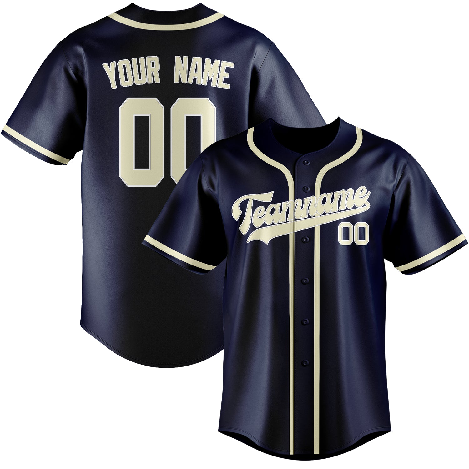 Custom Blue Cream Baseball Jersey