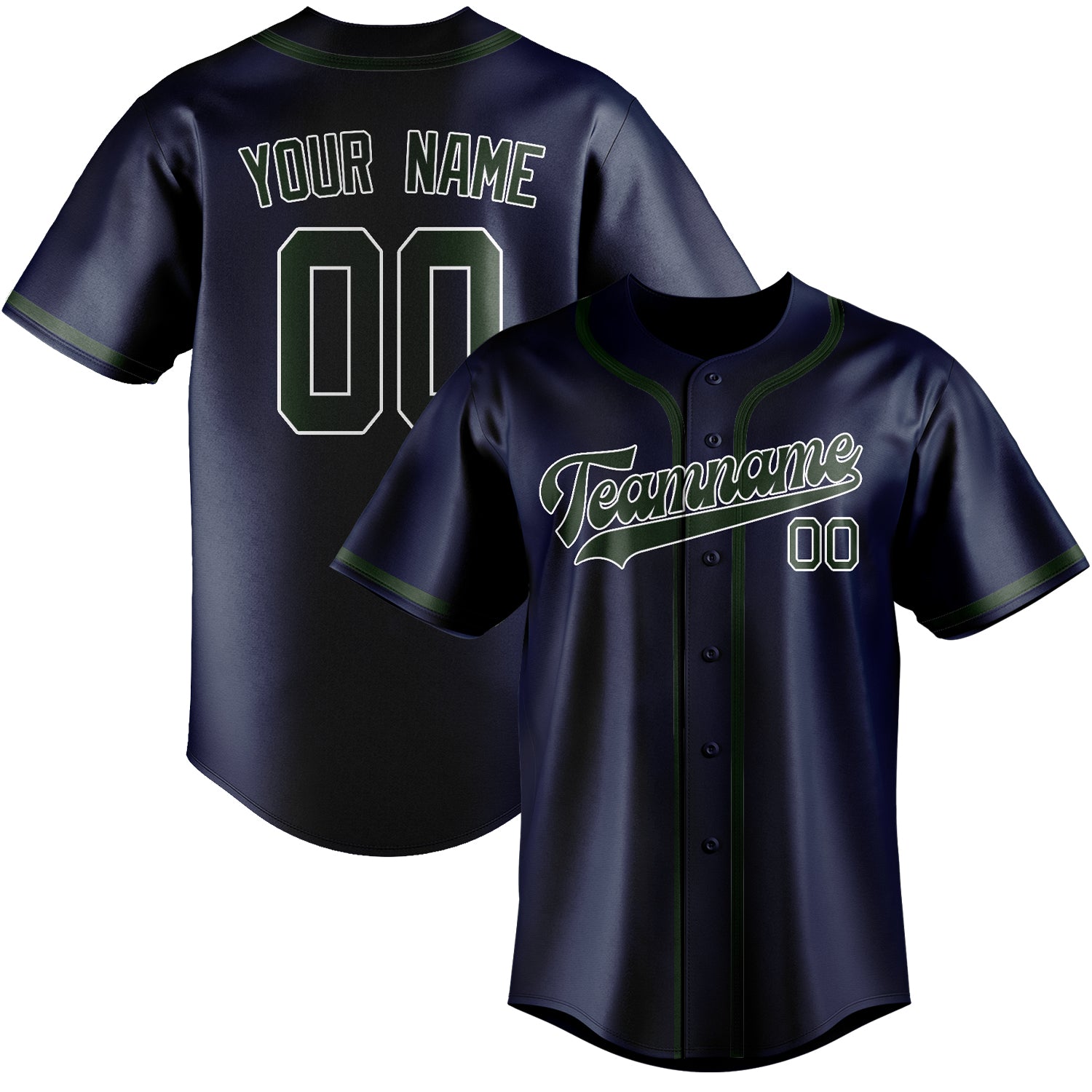 Custom Blue Dark Green Baseball Jersey
