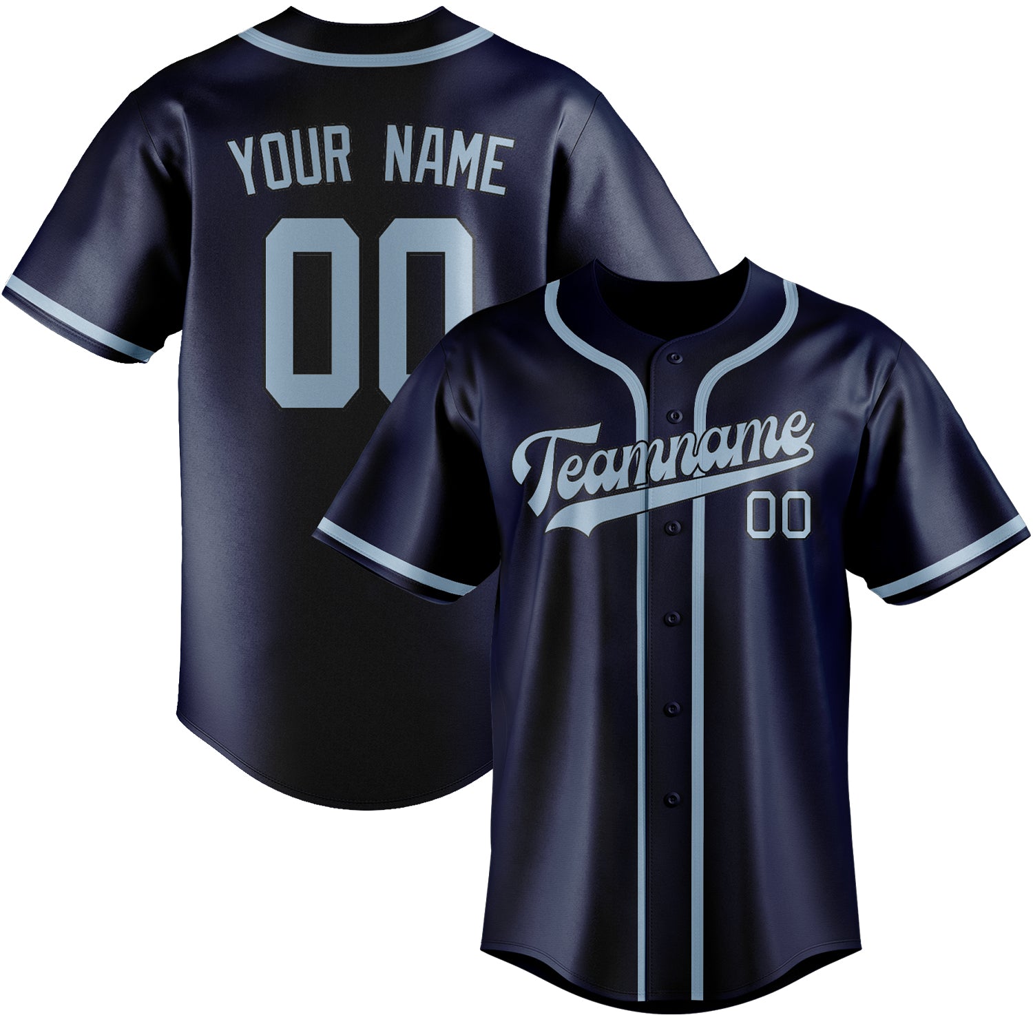Custom Blue Light Blue Baseball Jersey