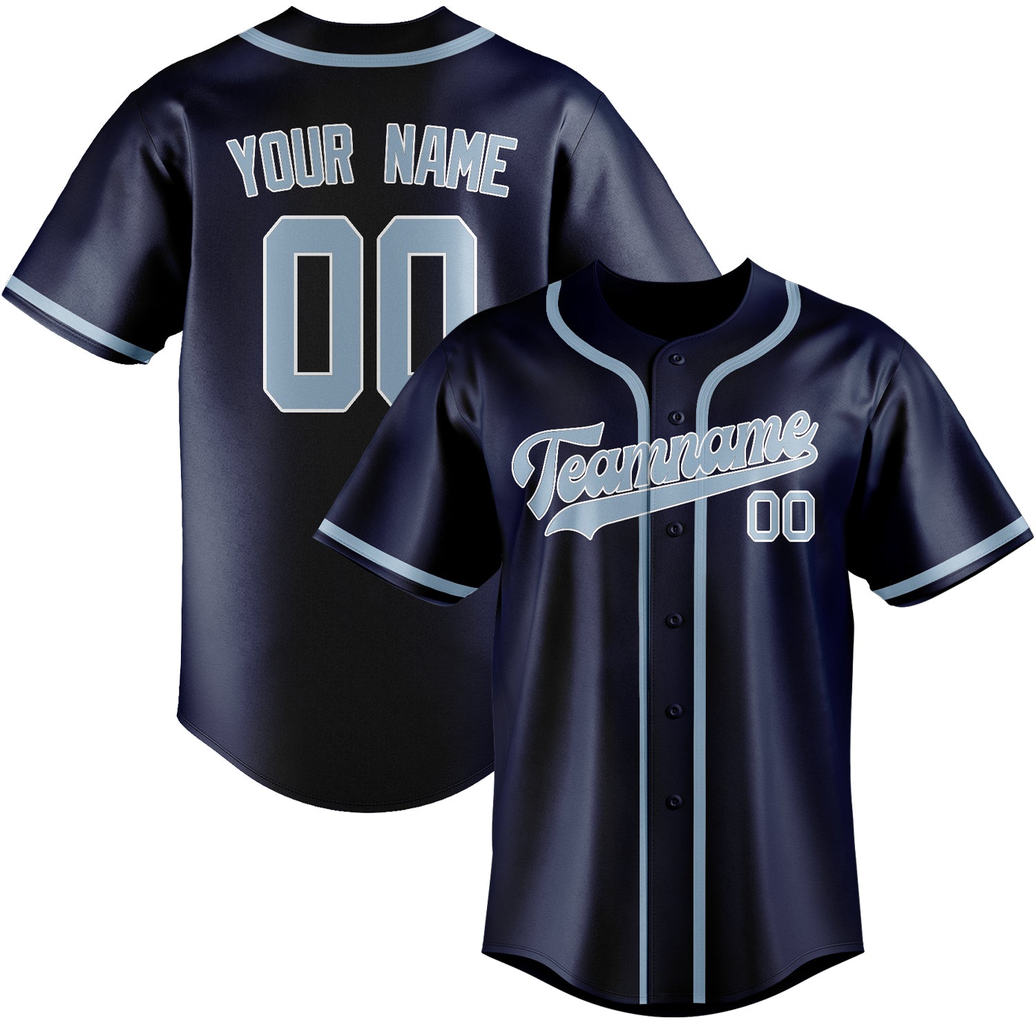 Custom Blue Light Blue Baseball Jersey