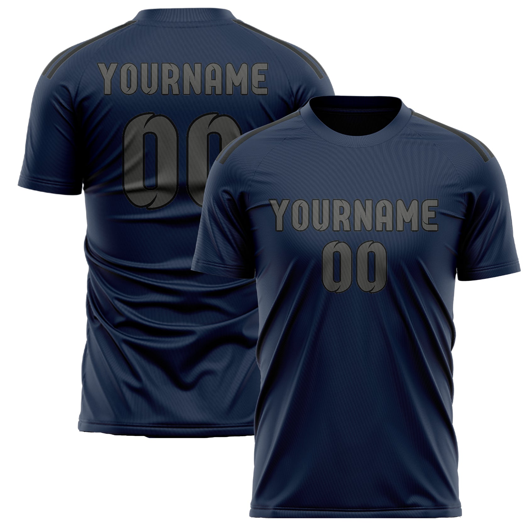 Custom Blue Dark Grey Soccer Jersey